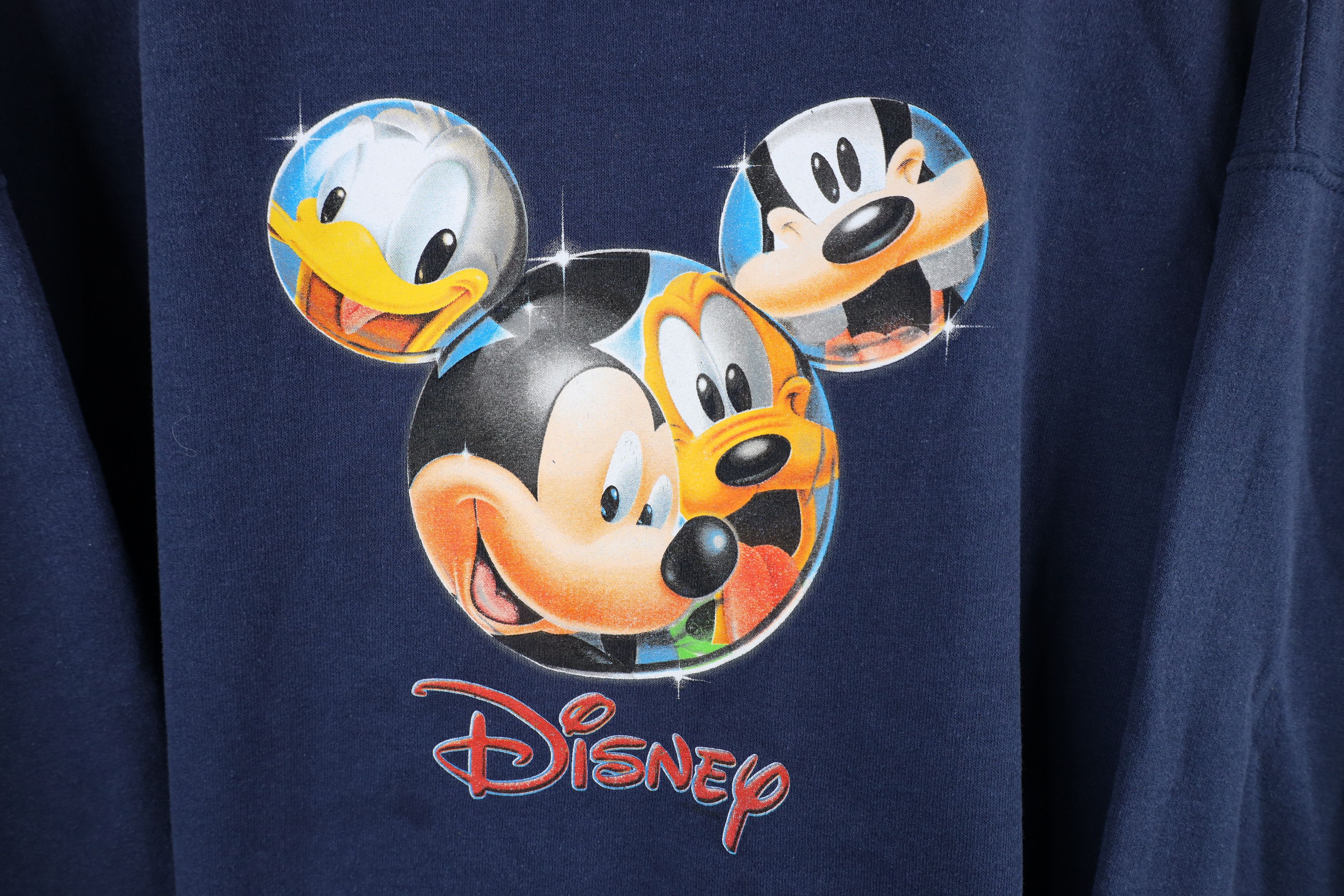 Disney × Vintage Vintage 90s Disney Spell Out Mickey Mouse Sweatshirt Blue Size XXL / US 16-18 / IT 52-54 - 4 Thumbnail