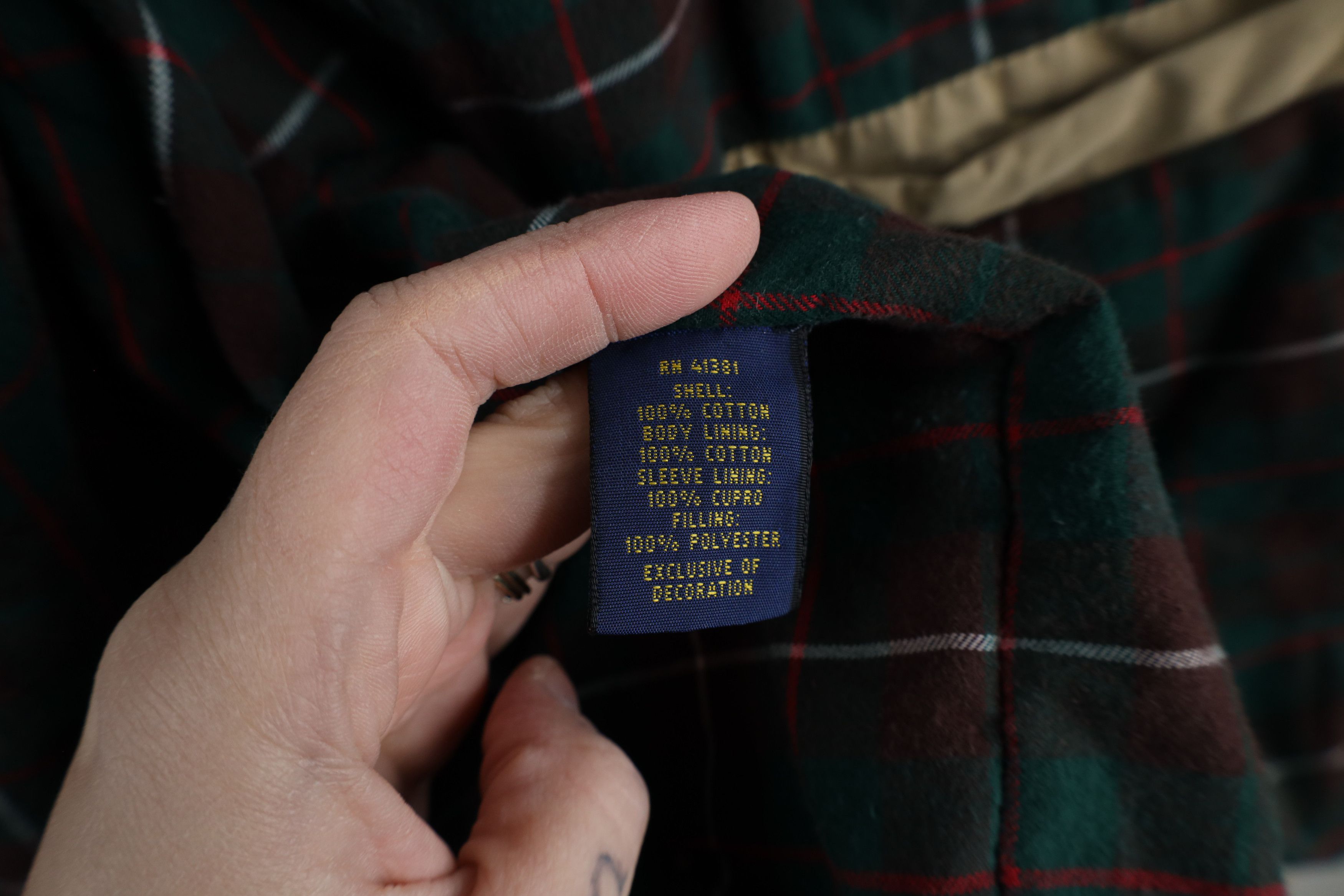 Ralph Lauren × Vintage Vintage Ralph Lauren Flannel Lined Puffer Bomber Jacket Size US XXL / EU 58 / 5 - 11 Thumbnail