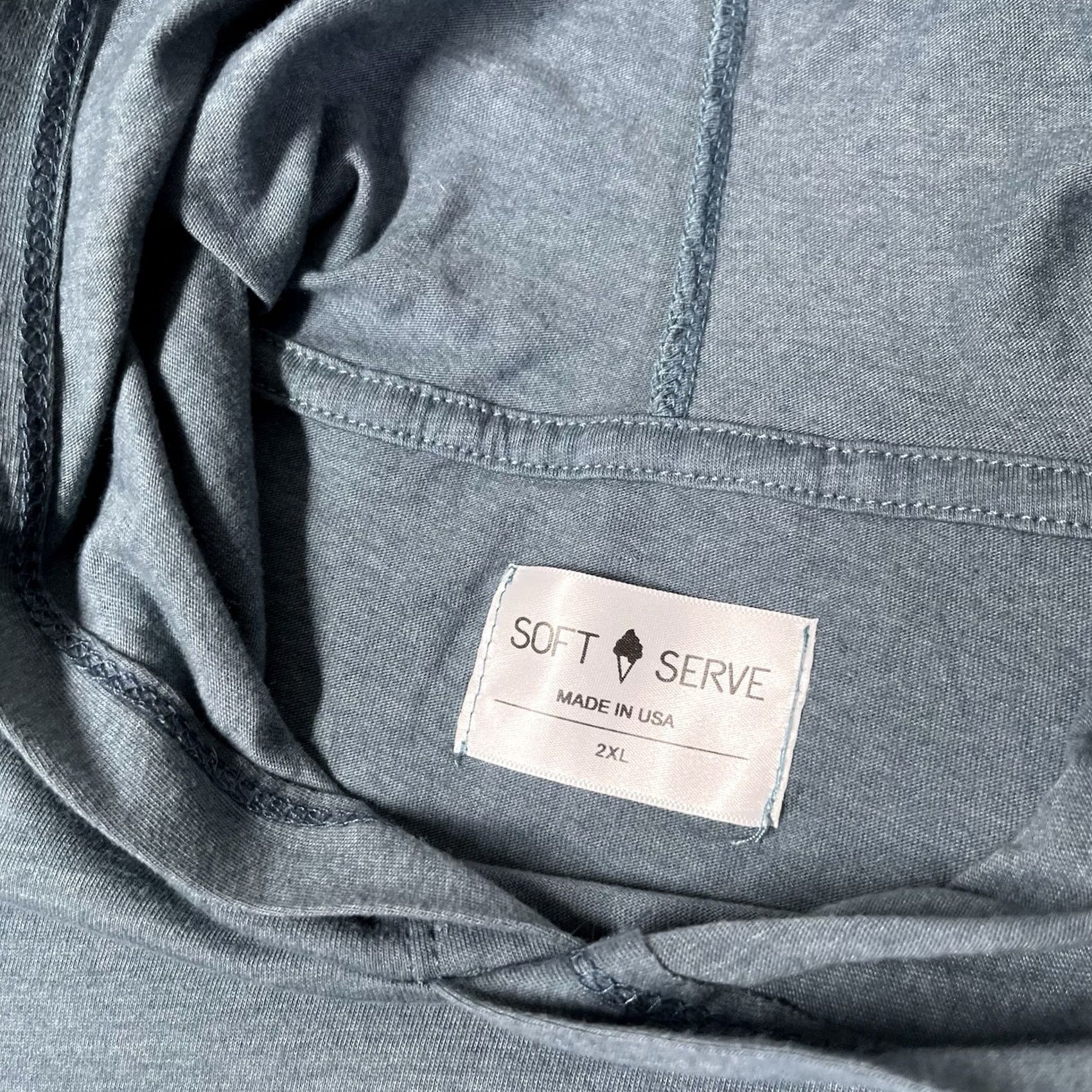 Vintage Soft Serve Hoodie Womens 2XL Blue Cloud Cotton Sweatshirt Pullover Stretch Size XXL / US 16-18 / IT 52-54 - 2 Thumbnail