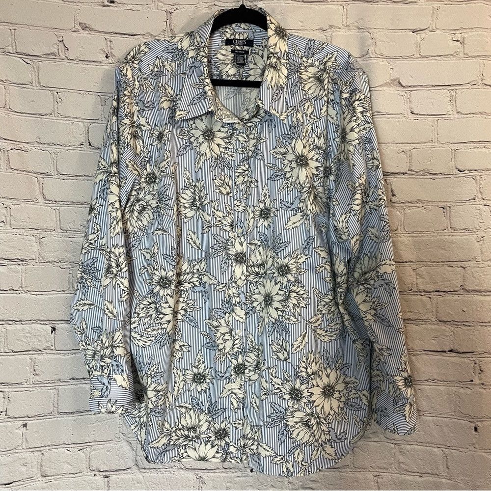 Chaps Chaps Floral Non Iron Long Sleeve Cotton Shirt Size 2X Size XXL / US 16-18 / IT 52-54 - 2 Thumbnail