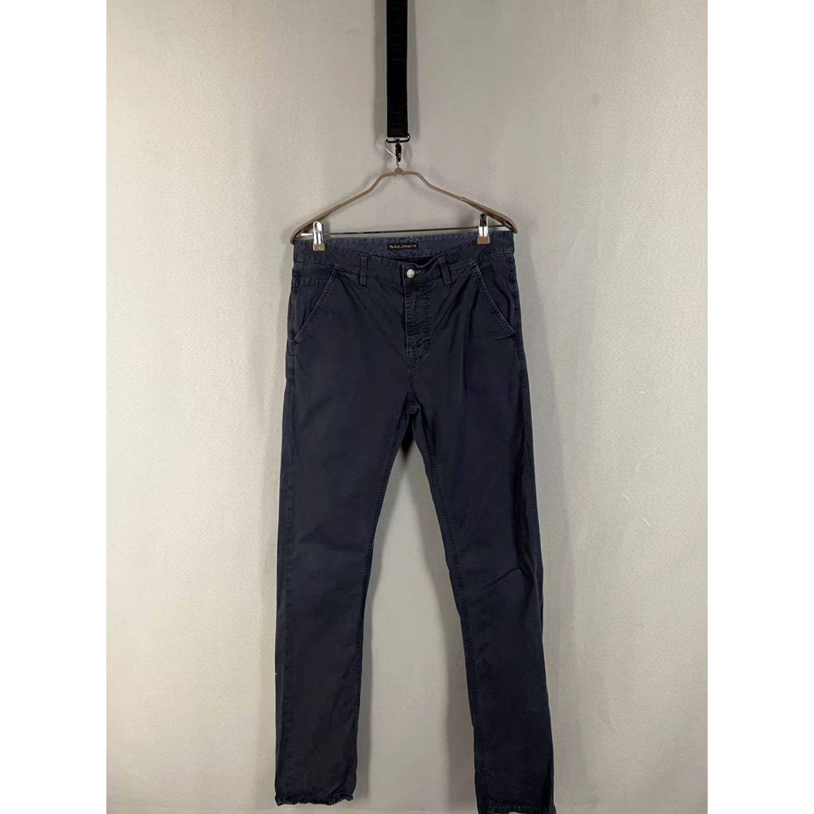 Nudie Jeans Nudie Jeans Co Chino Pants Navy Blue Straight Leg 33x36 Mens Regular Size 33x36 Navy Blue Comfort Stretch Pockets Vintage No Size US 33 - 2 Thumbnail