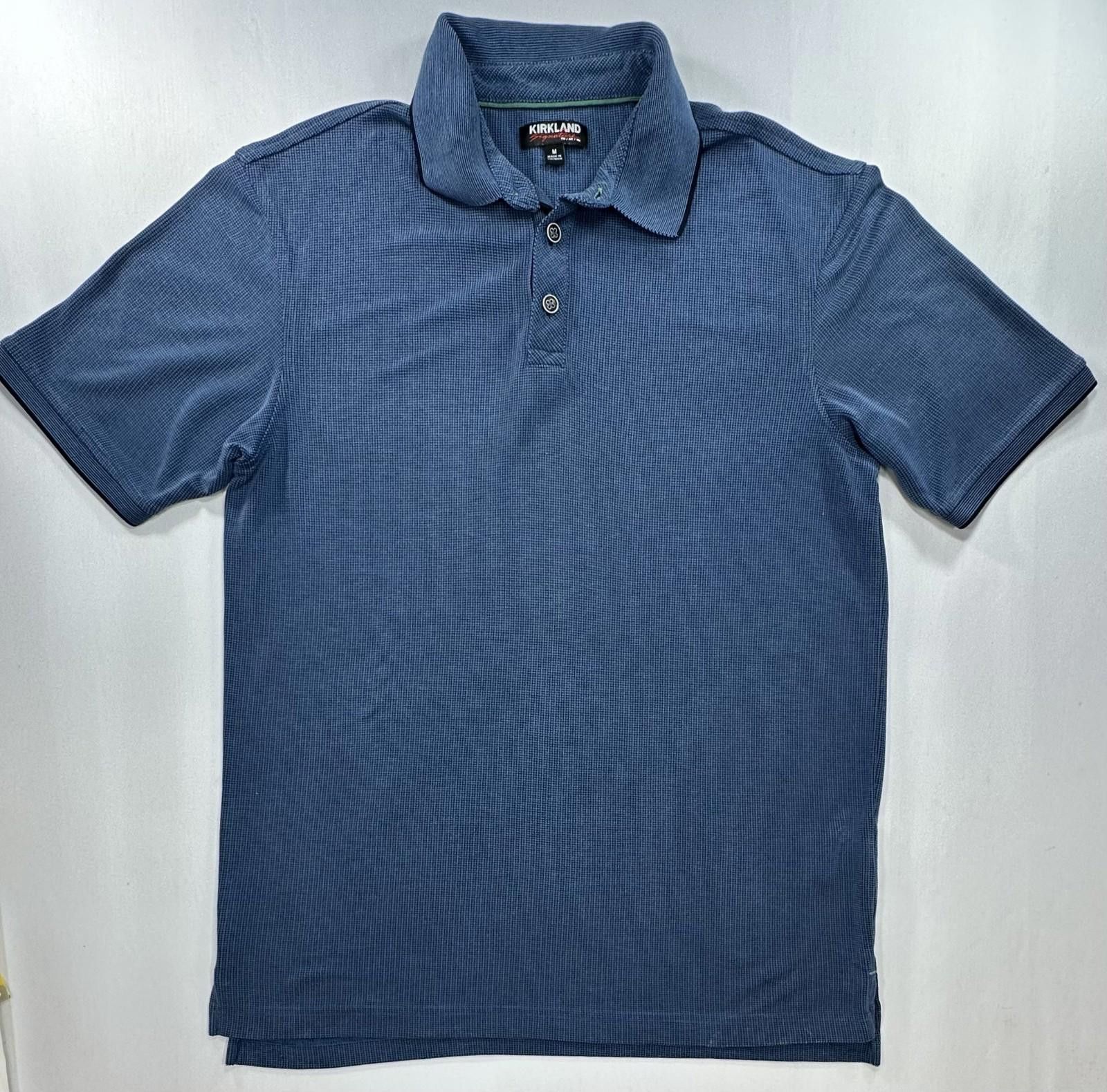 Kirkland Signature Kirkland 1/4 Button Jacquard Polo Shirt Blue Mens M Size US M / EU 48-50 / 2 - 1 Thumbnail