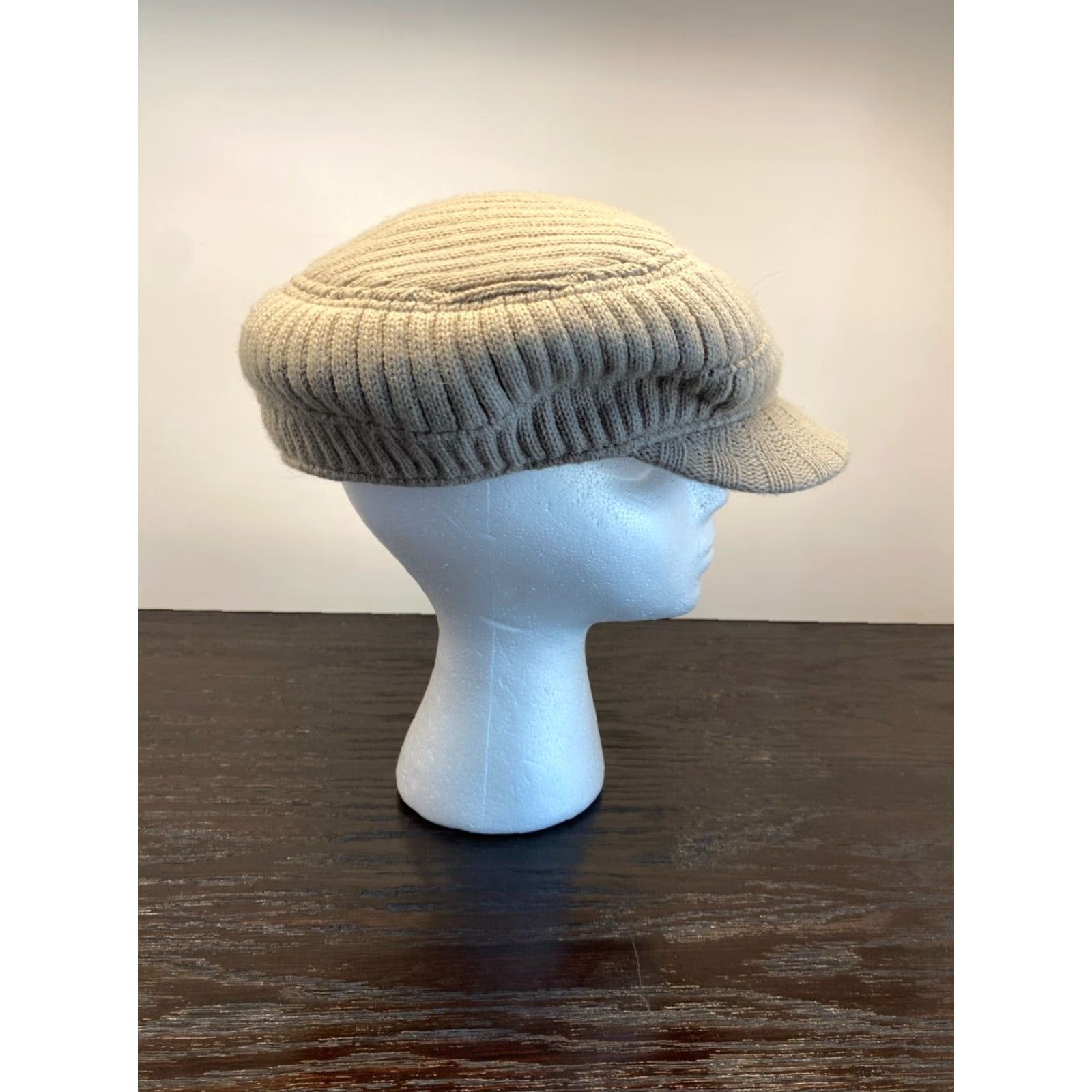 Vintage Analog Mens Beige Knit Newsboy Cap One Size Acrylic Fiddler Fisherman Classic Size ONE SIZE - 3 Thumbnail