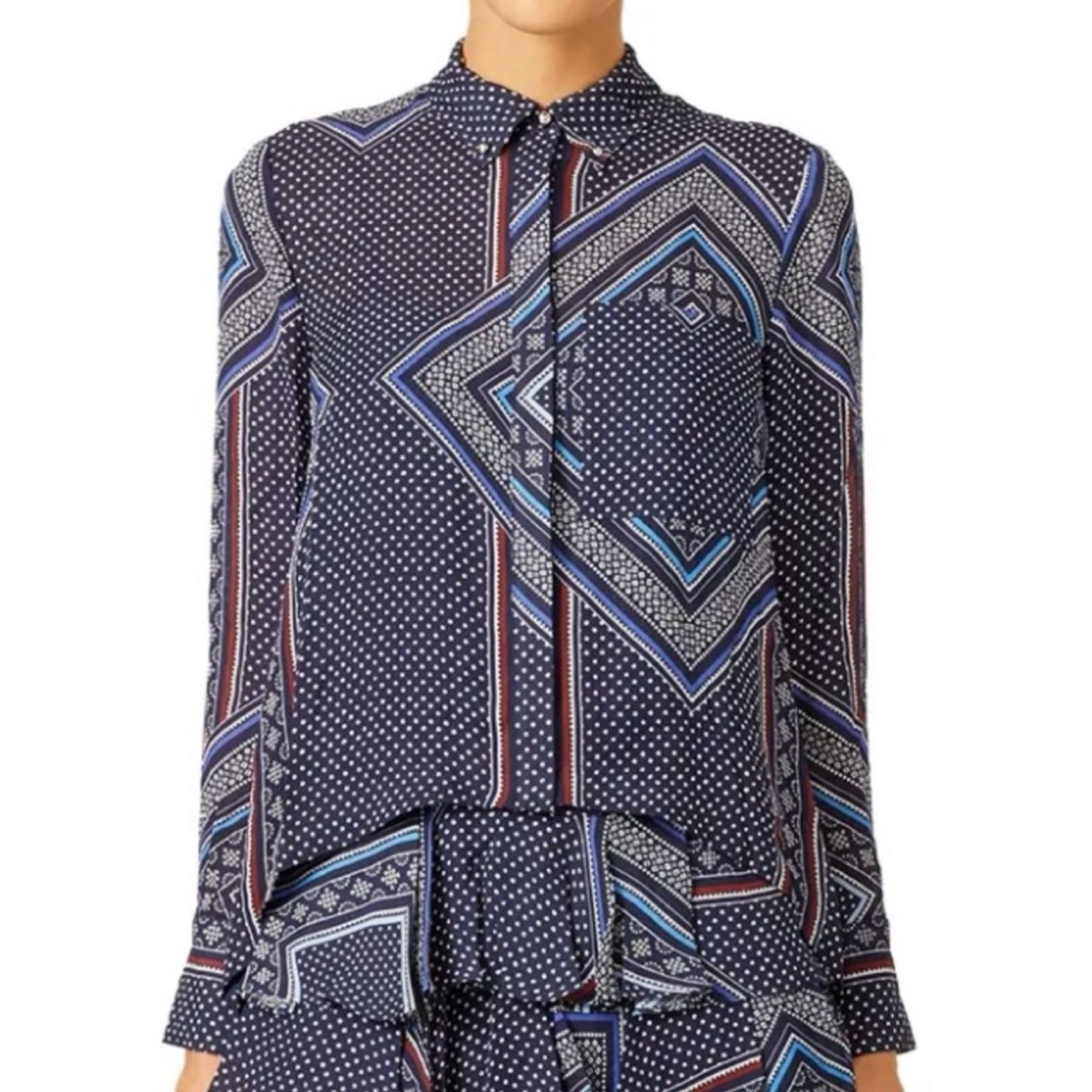 Derek Lam 10 Crosby DEREK LAM • 10 Crosby Bandana 100% Silk Button-Down Shirt Size XS / US 0-2 / IT 36-38 - 1 Thumbnail
