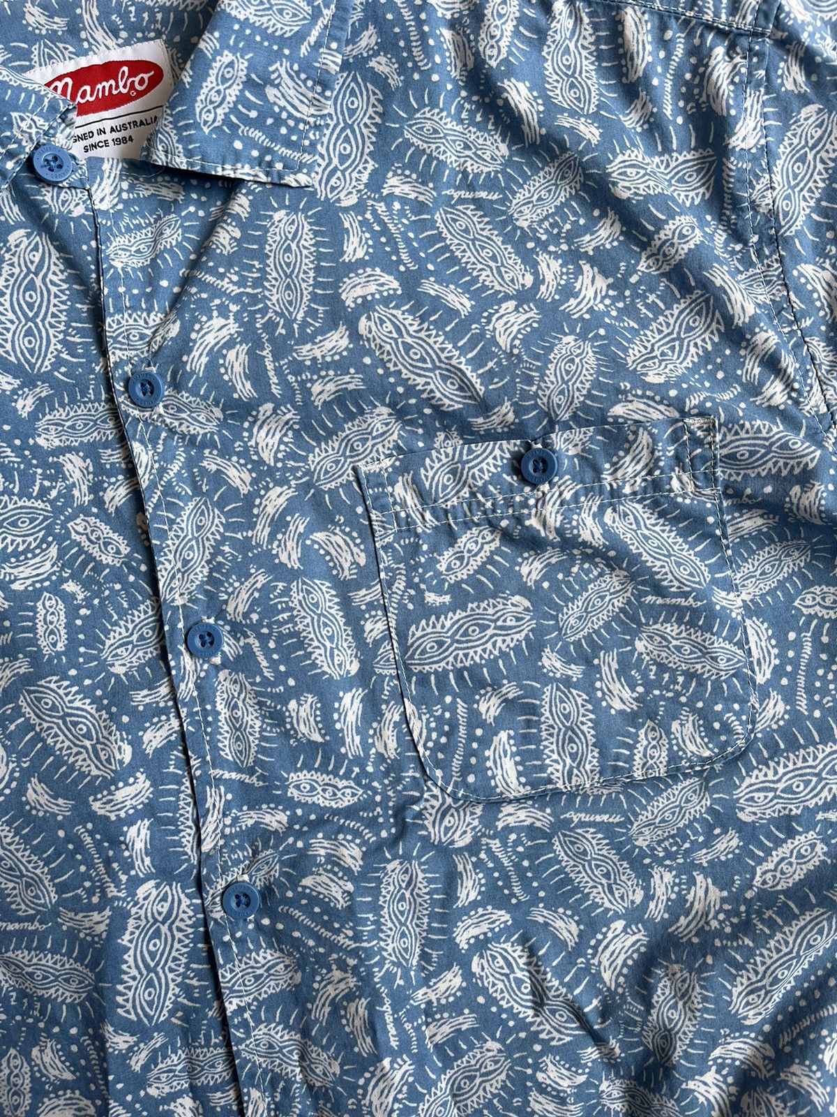 Mambo MAMBO Australia Men Blue Hawaiian Printed Button Up Shirt Size US L / EU 52-54 / 3 - 6 Thumbnail