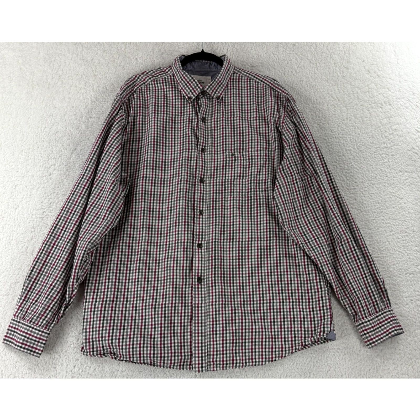 Lacoste Lacoste Button-Up Shirt Mens XL Black Plaid Long Sleeve 100% Cotton Regular Size US XL / EU 56 / 4 - 2 Thumbnail
