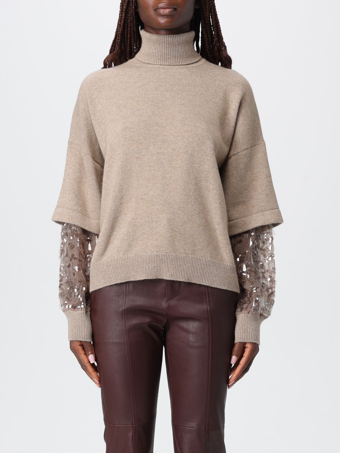 Brunello Cucinelli Brunello Cucinelli Sweater Woman Beige Size S / US 4 / IT 40 - 1 Thumbnail