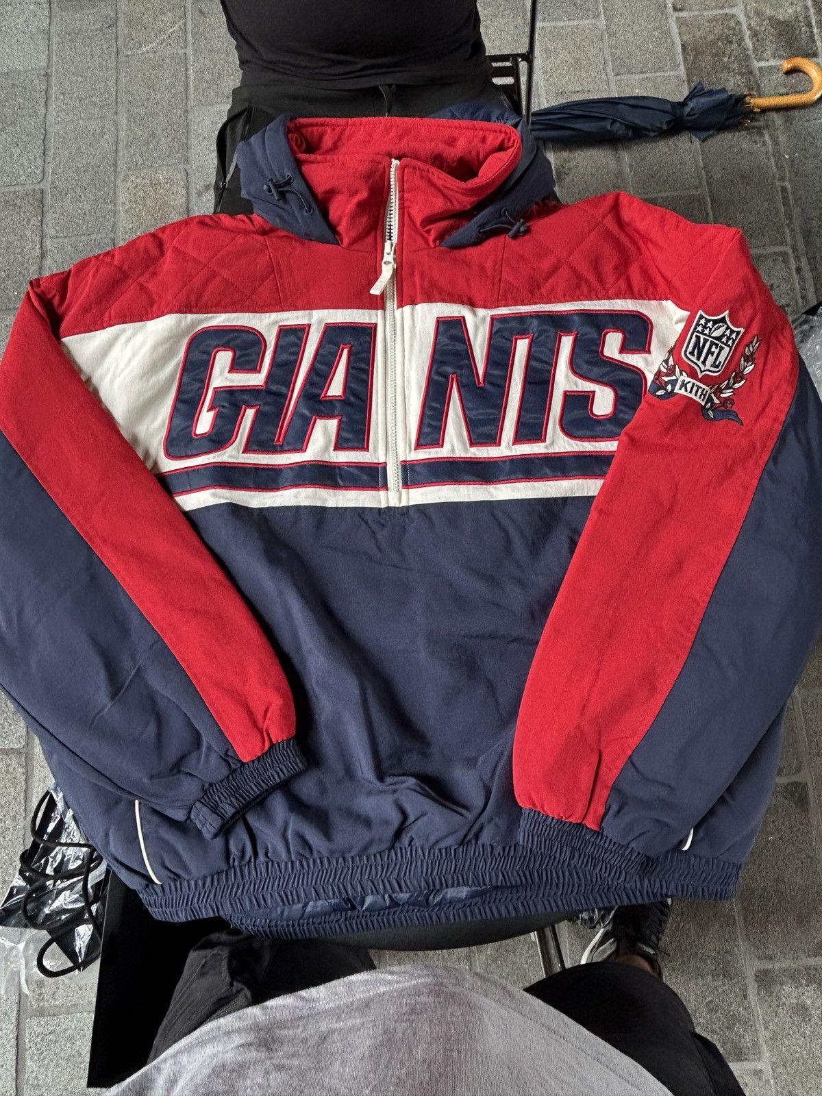 Kith for the NFL: Giants Quarter Zip Anorak With Hood - Nocturnal