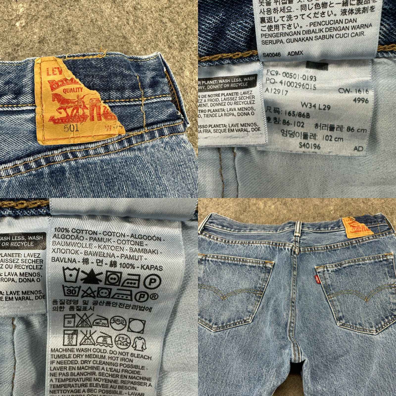 Levi's VINTAGE Levi's 501 Jeans Mens 34x29 Blue Regular Light Wash Button Fly Straight Relaxed Denim 5-Pocket Size US 34 / EU 50 - 8 Thumbnail