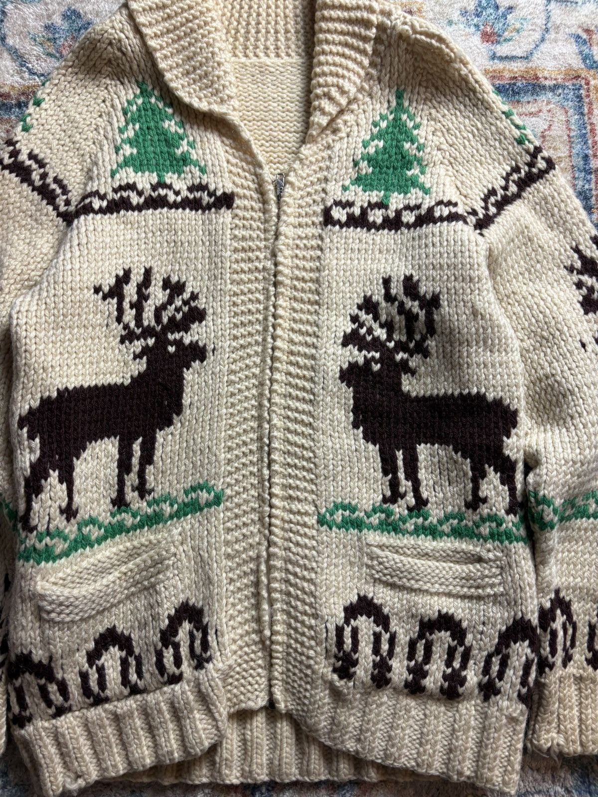 Vintage Vintage 70s Deer Zip-up Wool Cowichan Sweater Medium Size US M / EU 48-50 / 2 - 4 Thumbnail