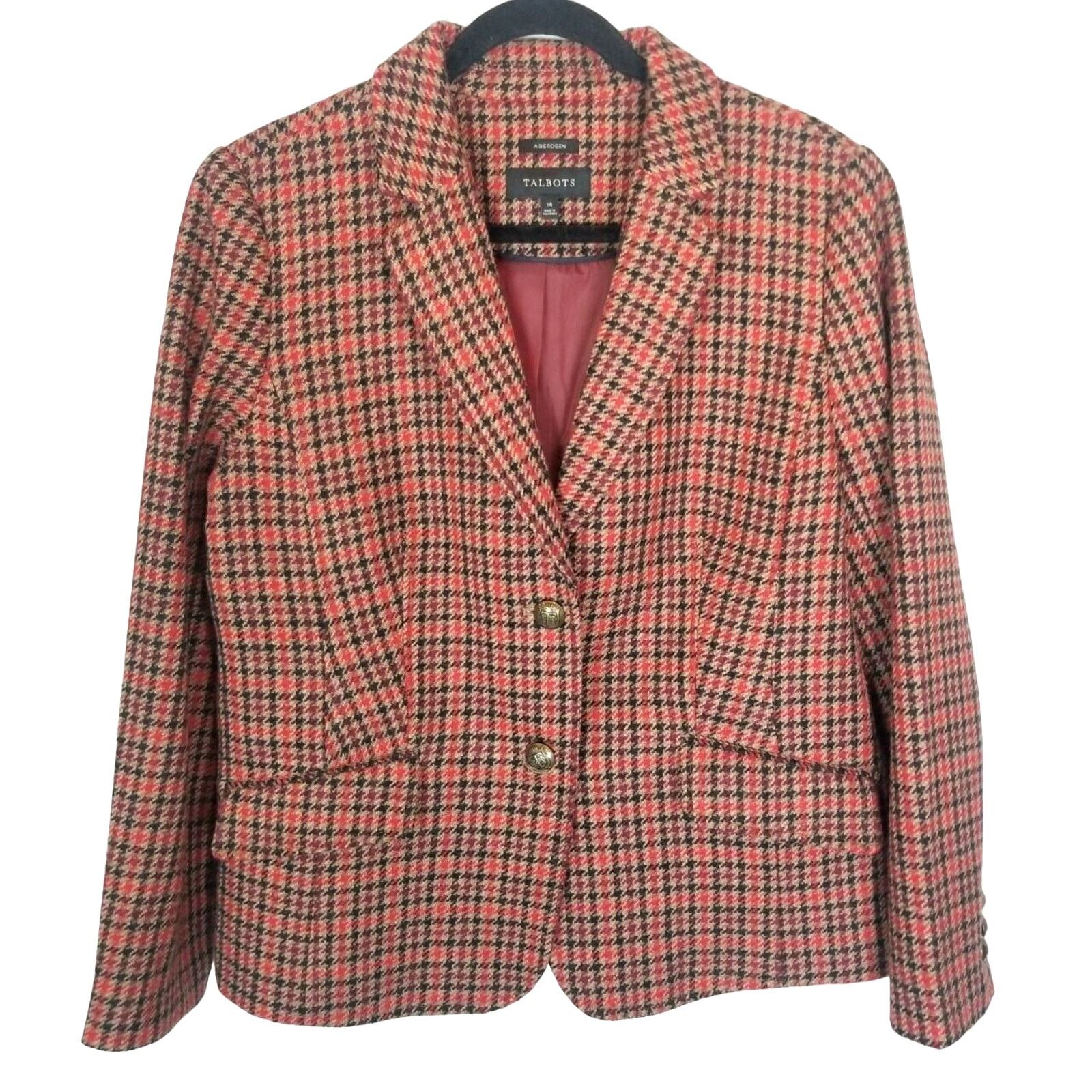 Robert Talbott Talbots Womens Wool Houndstooth Aberdeen Blazer Size 14 Size XL / US 12-14 / IT 48-50 - 1 Thumbnail
