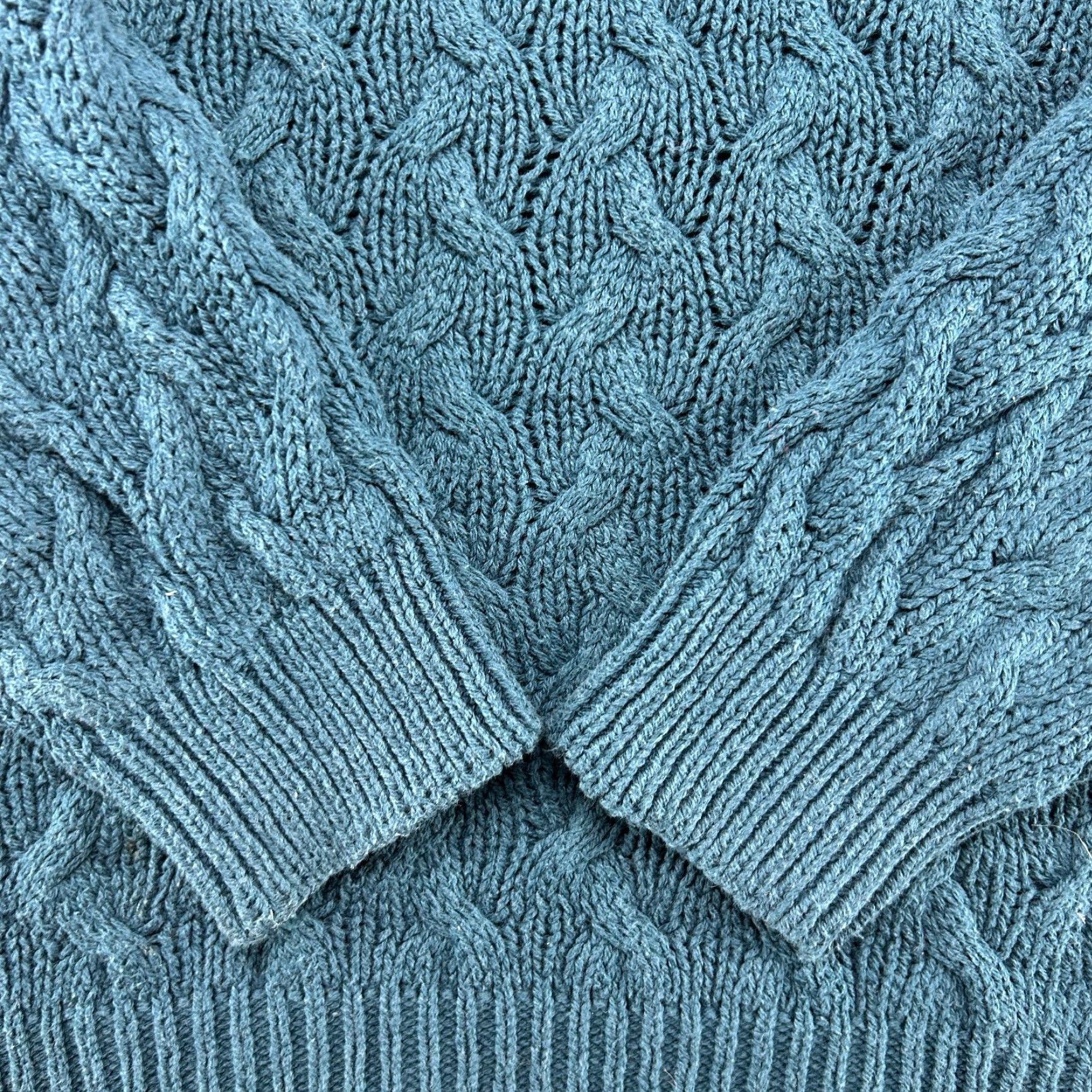Vintage VINTAGE Basketweave Sweater Womens M Blue Crew Neck Long Sleeve Chunky Knit Fisherman USA 90s Size M / US 6-8 / IT 42-44 - 2 Thumbnail