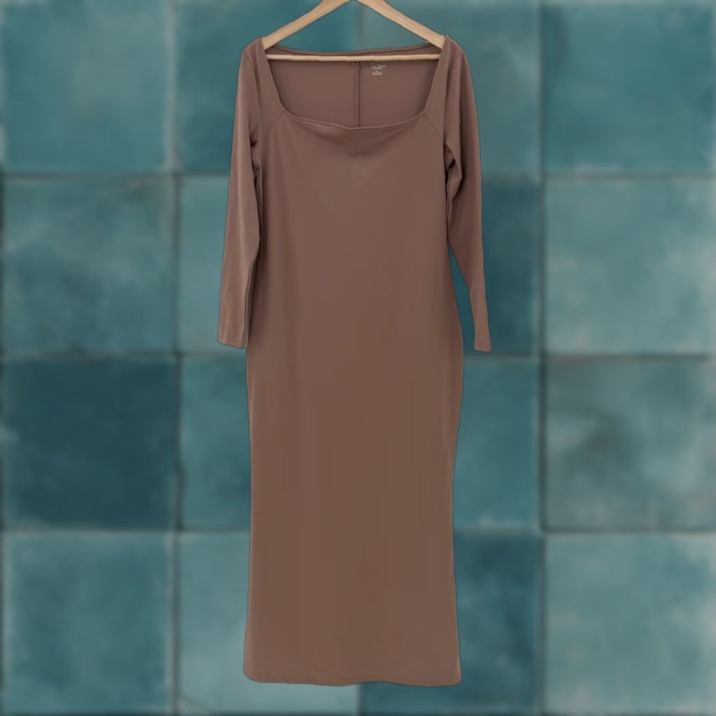 Vintage VINTAGE? no. Wild Fable Brown Long Sleeve Square Neck Bodycon Maxi Dress XL Boho Size XL / US 12-14 / IT 48-50 - 1 Thumbnail