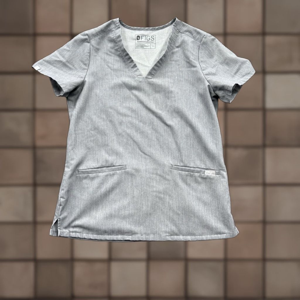 Vintage FIGS Scrub Top Small Gray Polyester Nursing Medical Technical Collection Unisex S Size US S / EU 44-46 / 1 - 1 Thumbnail