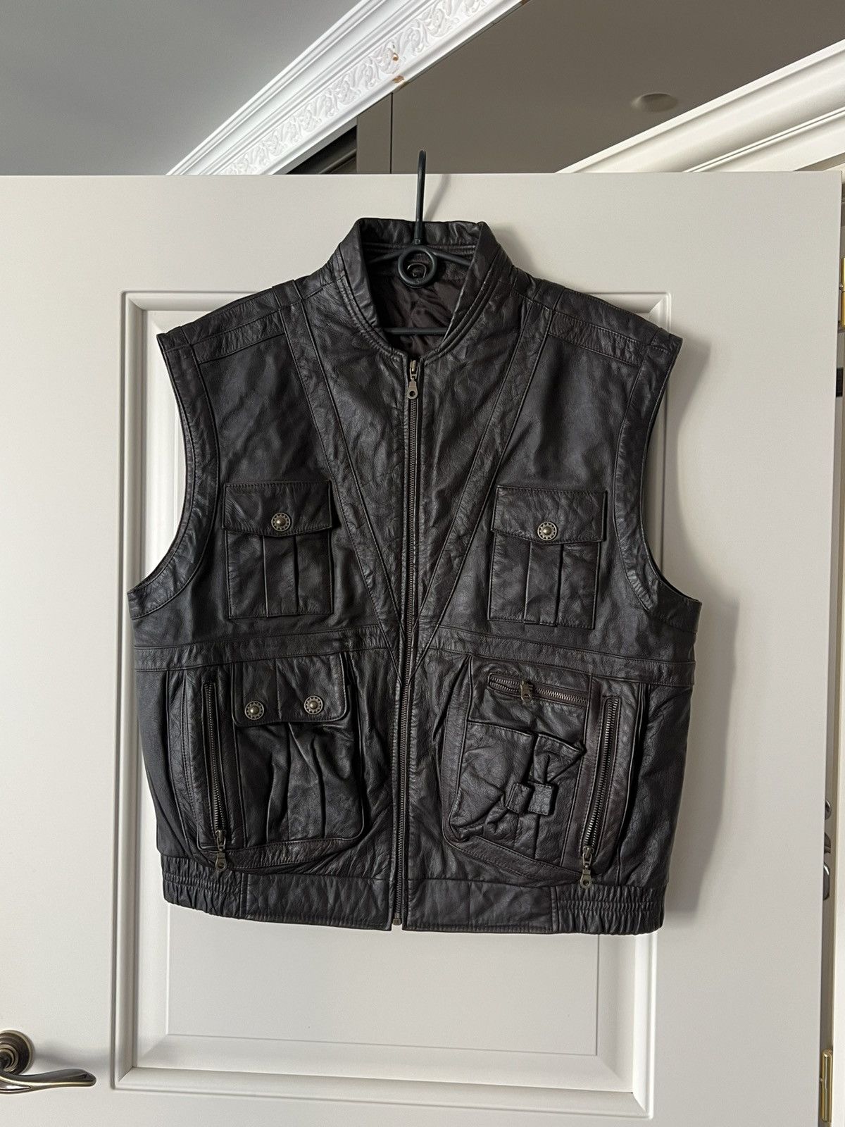 Genuine Leather Vintage Yorn Leather Vest Men’s Brown Genuine Leather Moto Size US L / EU 52-54 / 3 - 1 Thumbnail