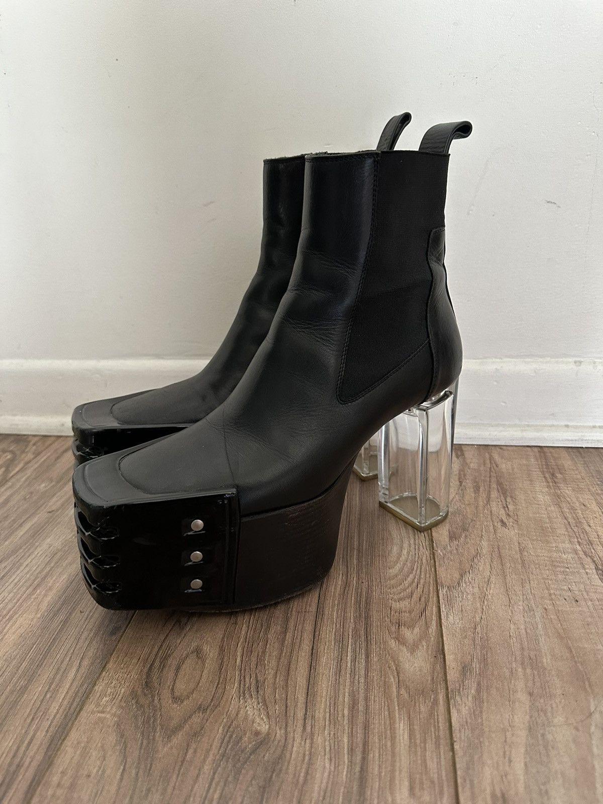 Rick Owens Black Grill Clear Heel Kiss Boots 39 | Grailed