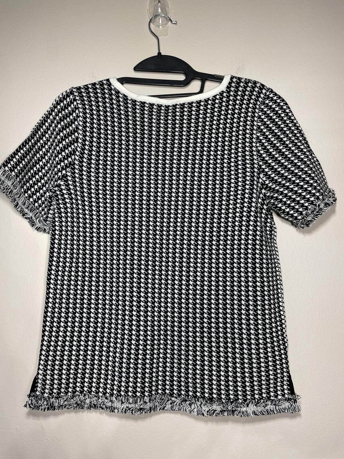 Ann Taylor Ann Taylor Houndstooth Fringe Sweater Top preppy chic S Size S / US 4 / IT 40 - 6 Thumbnail