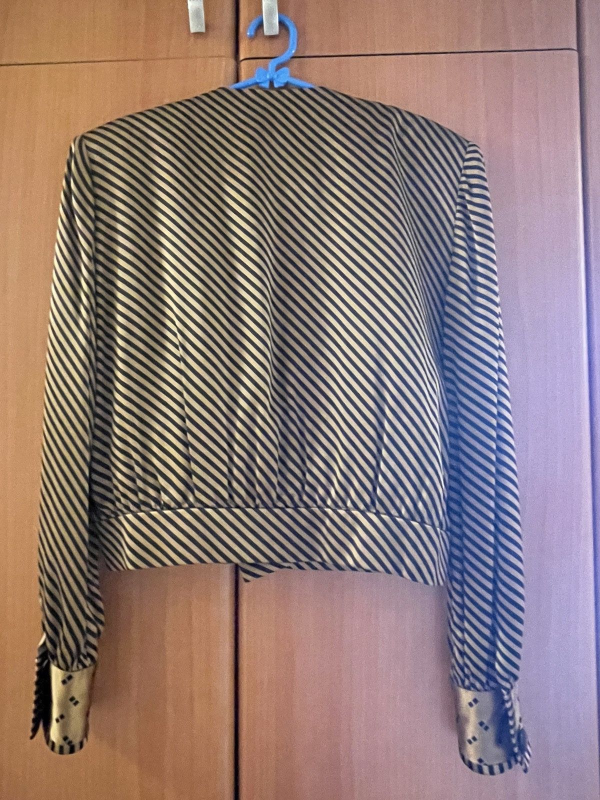 Vintage Reserve For Alexia Brown Silk Striped 80s Women’s Blazer Size L / US 10 / IT 46 - 3 Thumbnail