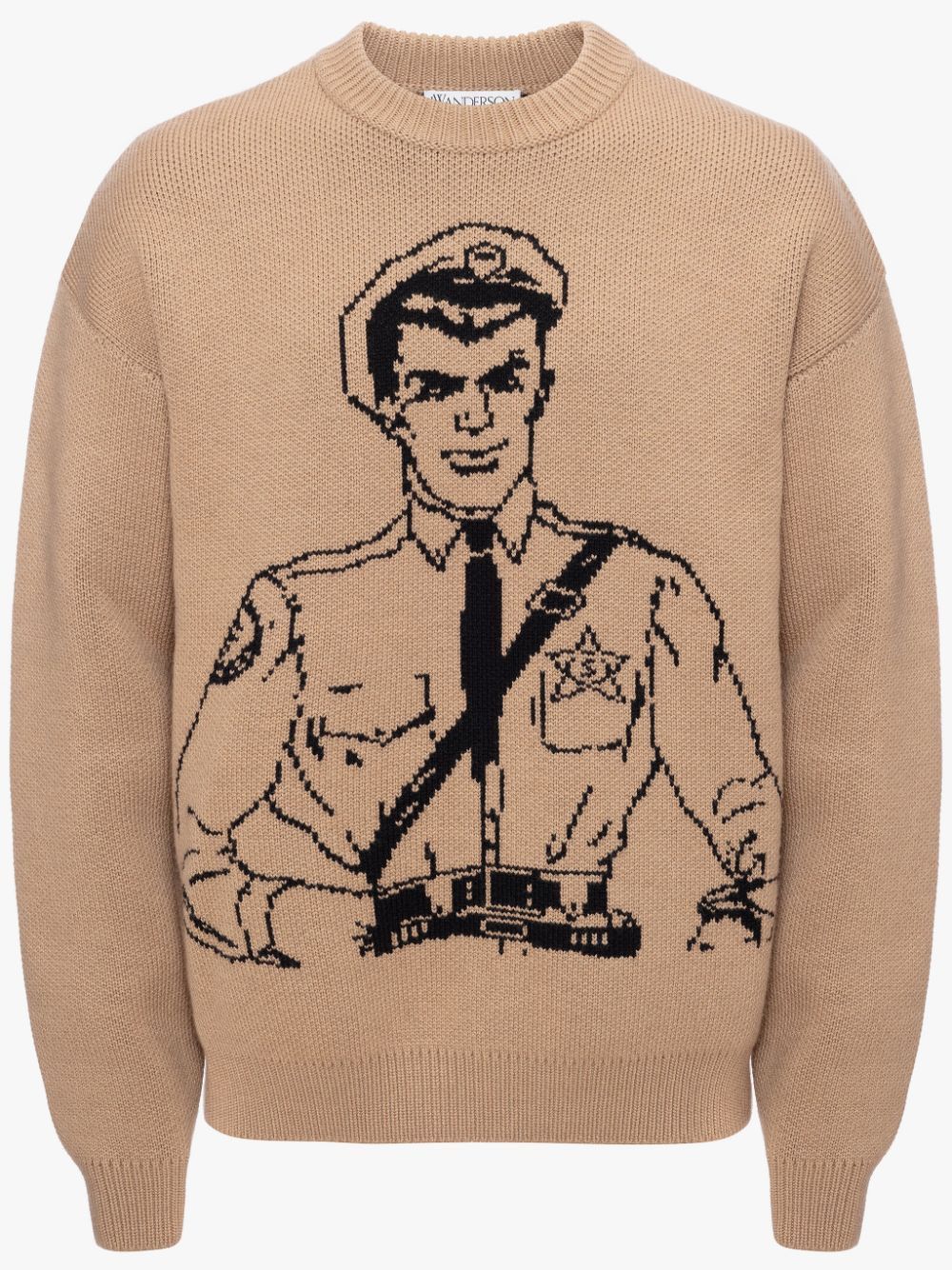 JW Anderson Tan Policeman Sketch Crewneck Sweater