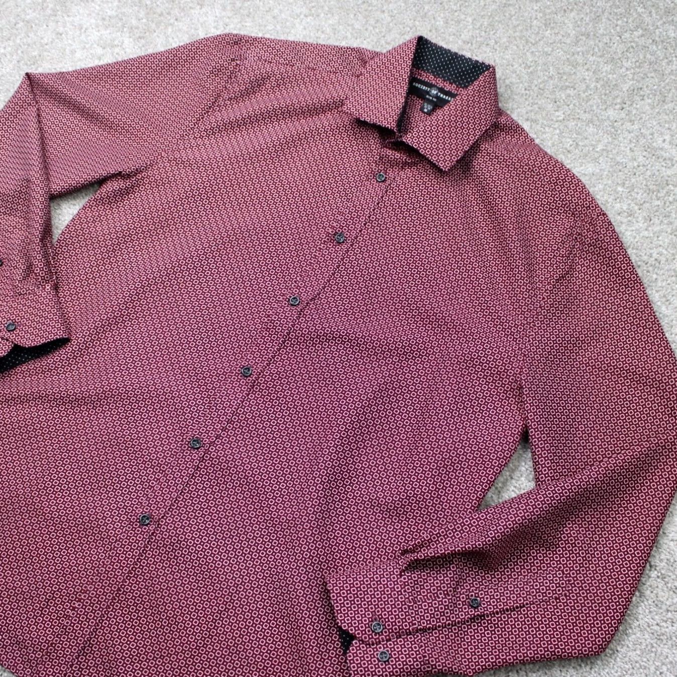 Vintage Society of Threads Shirt Mens 15-15 1/2 33/34 Red Black Slim Fit Geometric Long Sleeve Dress Shirt Mens Size US L / EU 52-54 / 3 - 3 Thumbnail