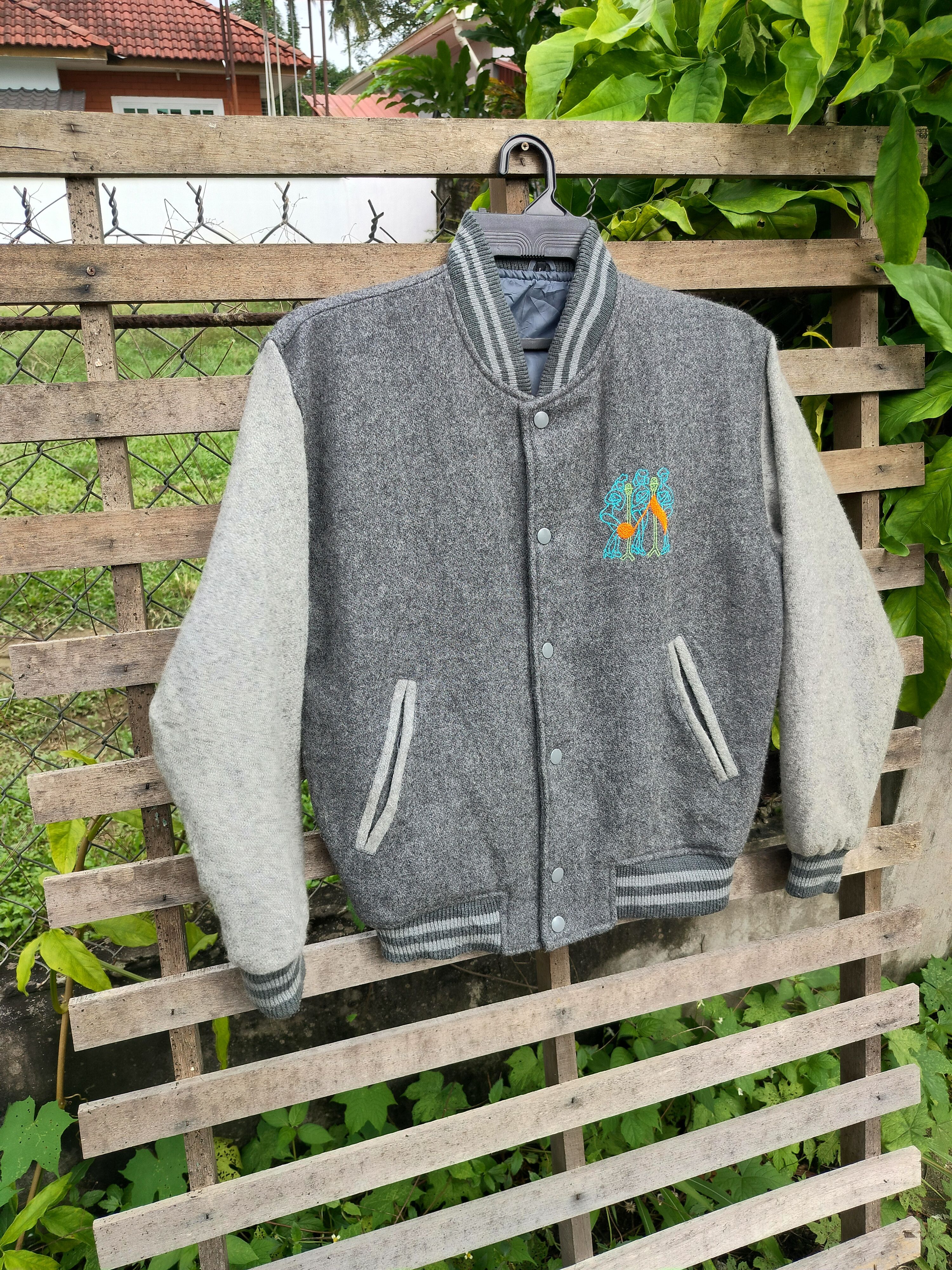 Japanese Brand EASY VOICE MOHAIR EMBROIDERY VARSITY JACKET Size US L / EU 52-54 / 3 - 4 Thumbnail