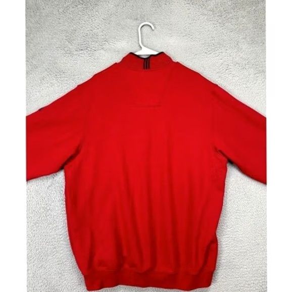 Adidas Adidas Sweatshirt Mens Large Red Quarter Zip Pullover Logo Stretch Knit Cotton Polyester Spandex Size US L / EU 52-54 / 3 - 3 Thumbnail