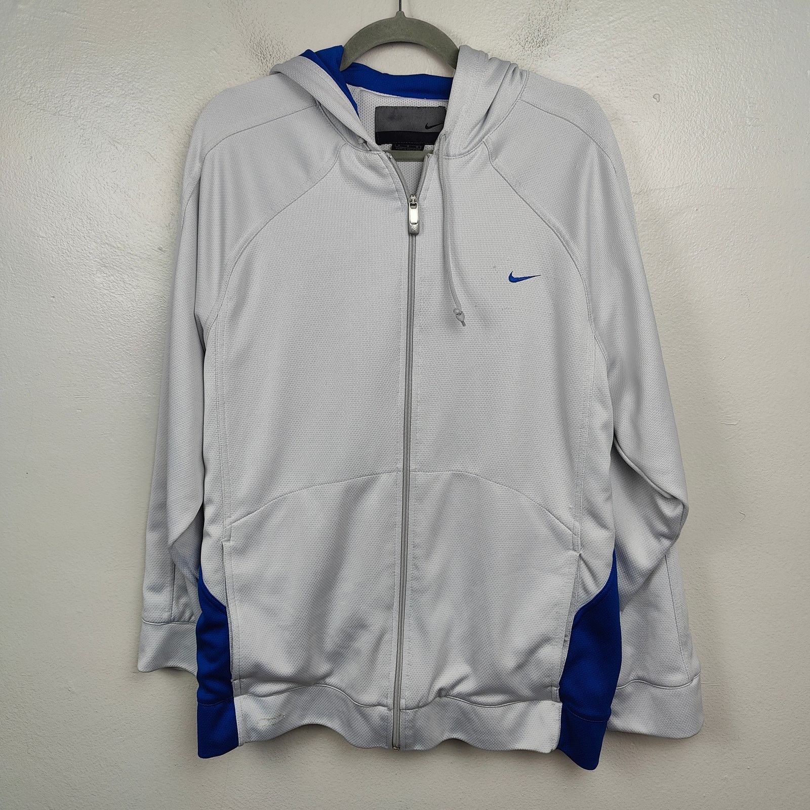 Nike Vintage Y2K Nike Jacket Mens XL Gray Mesh Blue Hooded Size US M / EU 48-50 / 2 - 1 Thumbnail