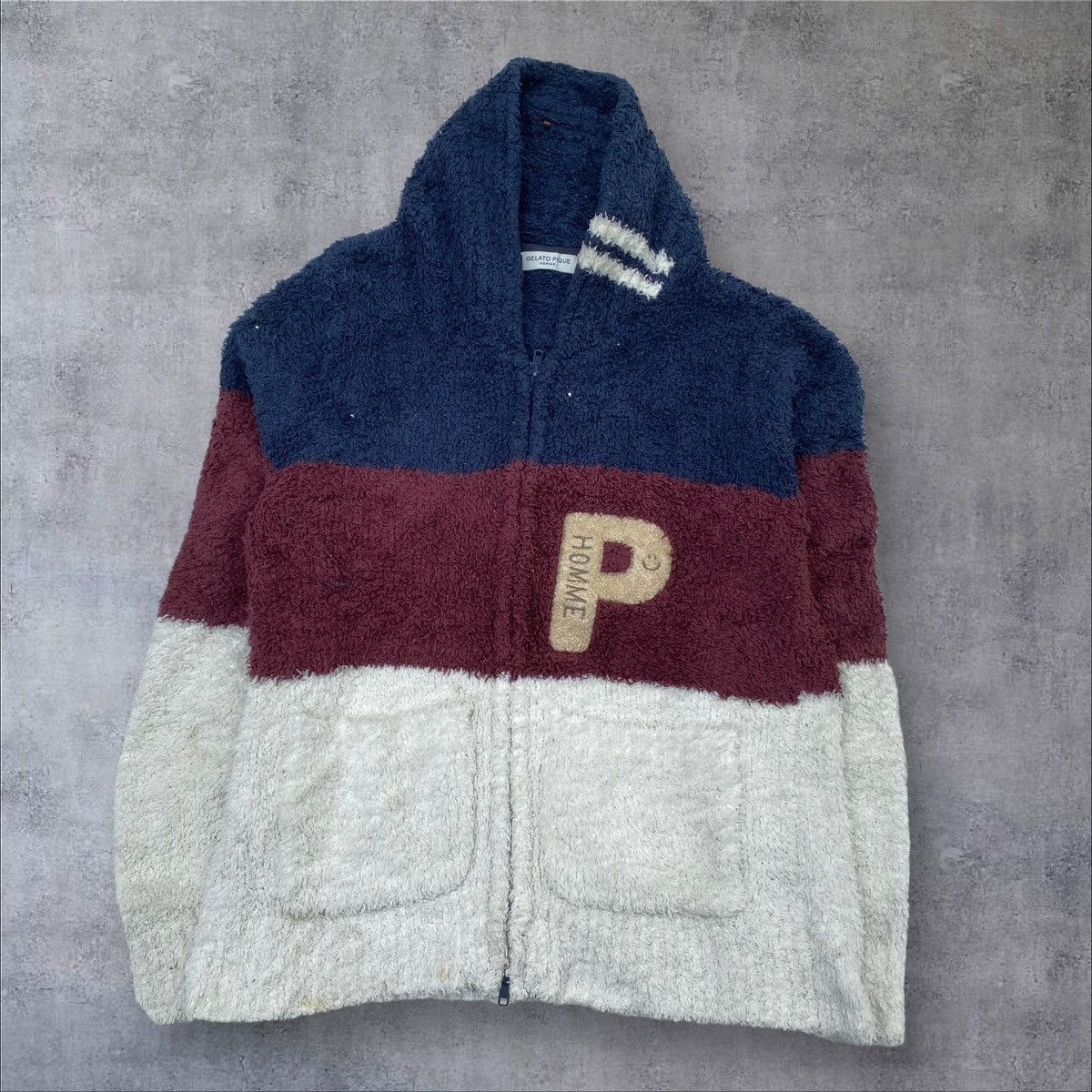 image of Coloured Cable Knit Sweater Gelato Pique Homme Sweaters Hooded, Men's (Size Medium)