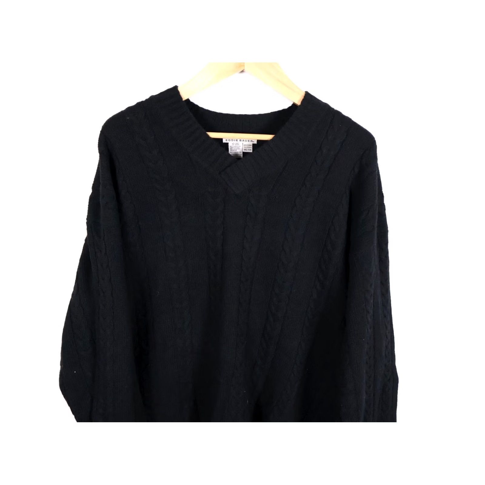 Eddie Bauer Eddie Bauer Sweater Men's 2XL Black Lambs Wool Cashmere V-Neck Knit Cable Size US XXL / EU 58 / 5 - 4 Thumbnail