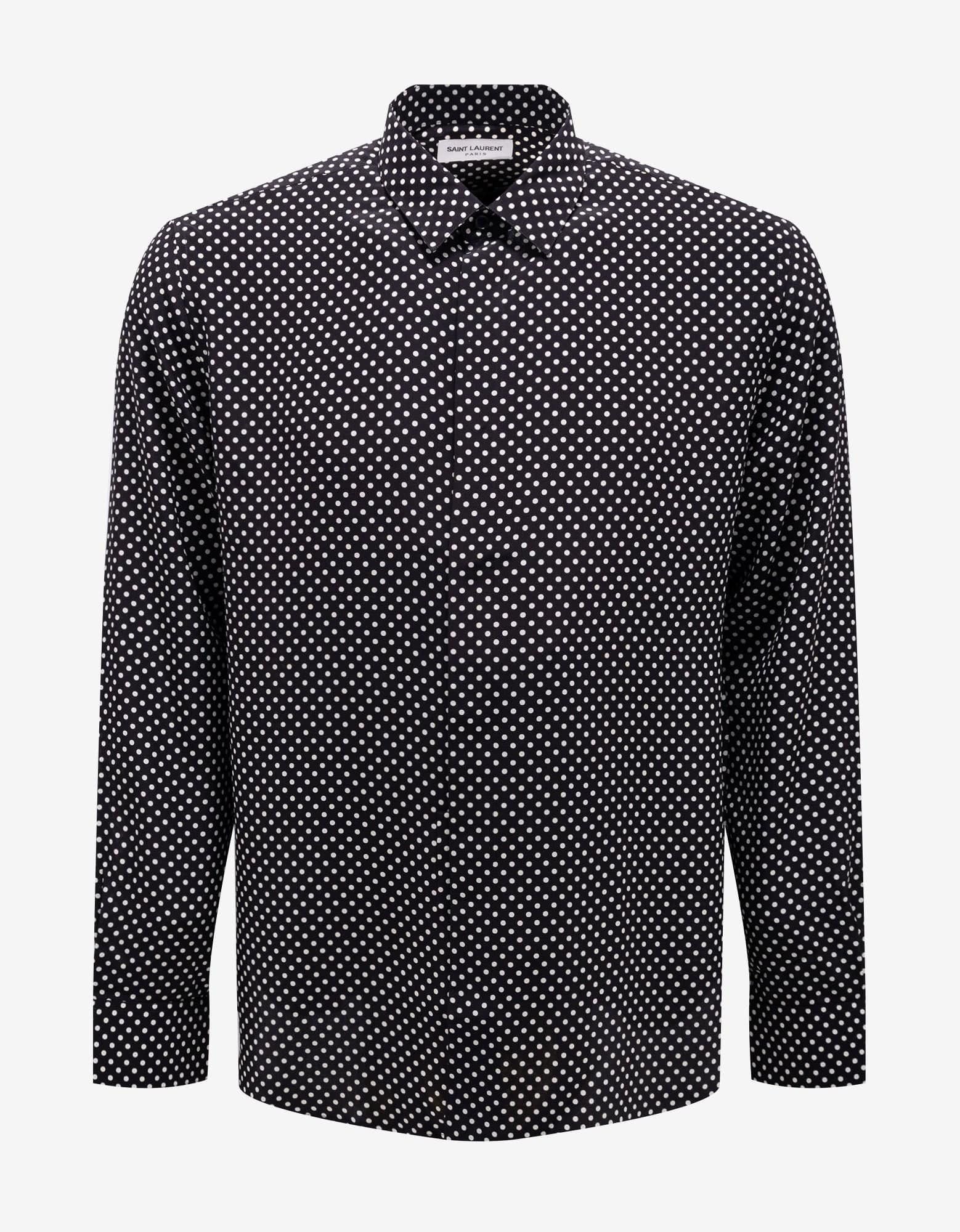 Saint Laurent Paris Black Polka Dot Silk Shirt size 39 | Grailed