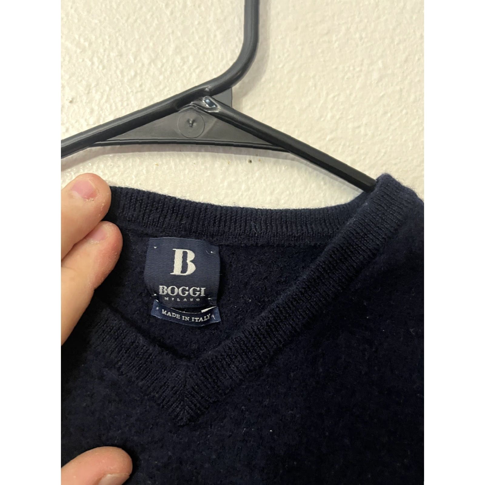 Vintage Boggi Milano Wool Crew Neck Sweater Men's Large Taupe Blue Italy Made Size US L / EU 52-54 / 3 - 3 Thumbnail