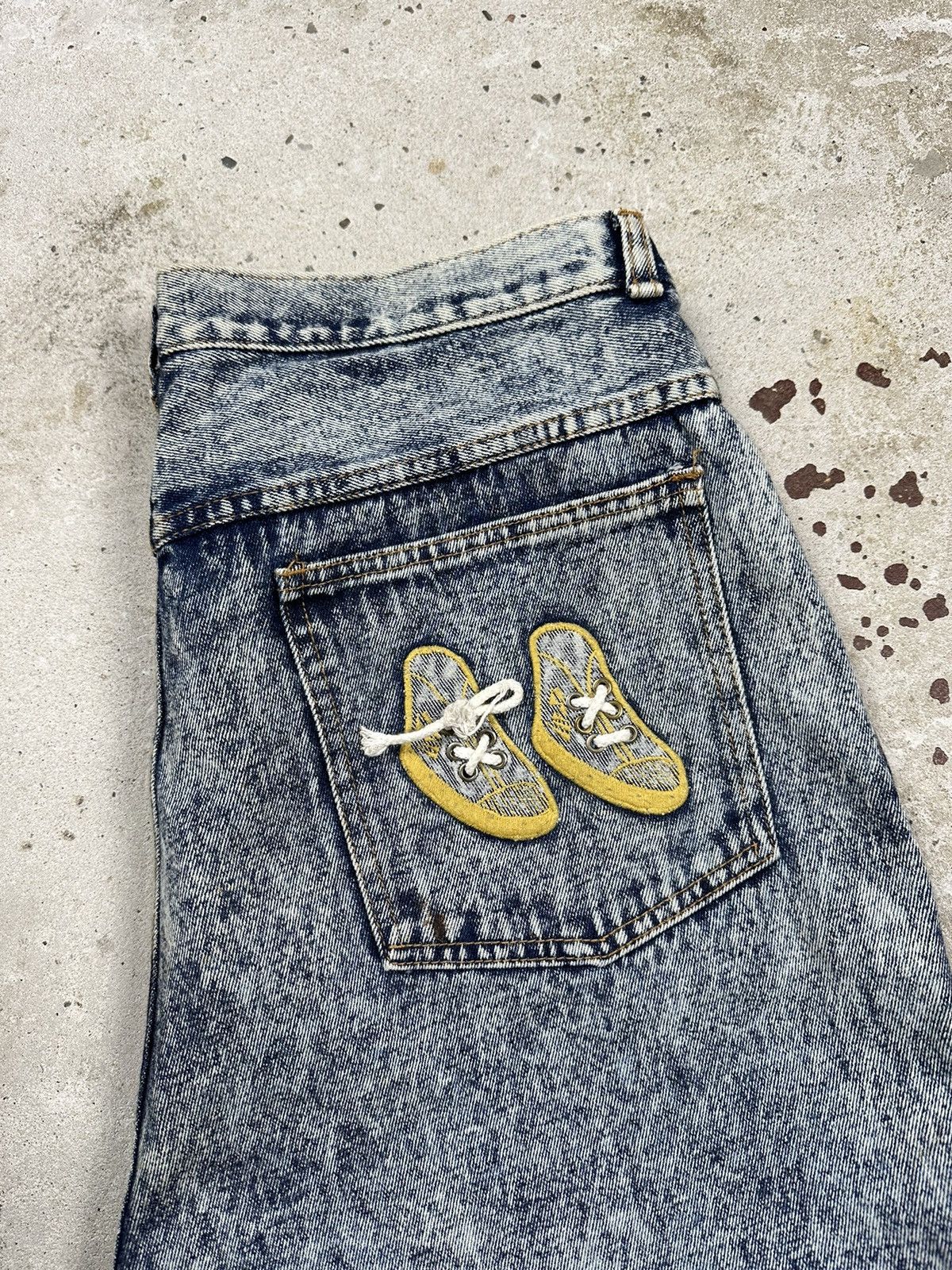 JNCO × Vintage Vintage 90s Acid Washed Blue Denim Pants Embroidery Sneakers Size US 34 / EU 50 - 15 Thumbnail