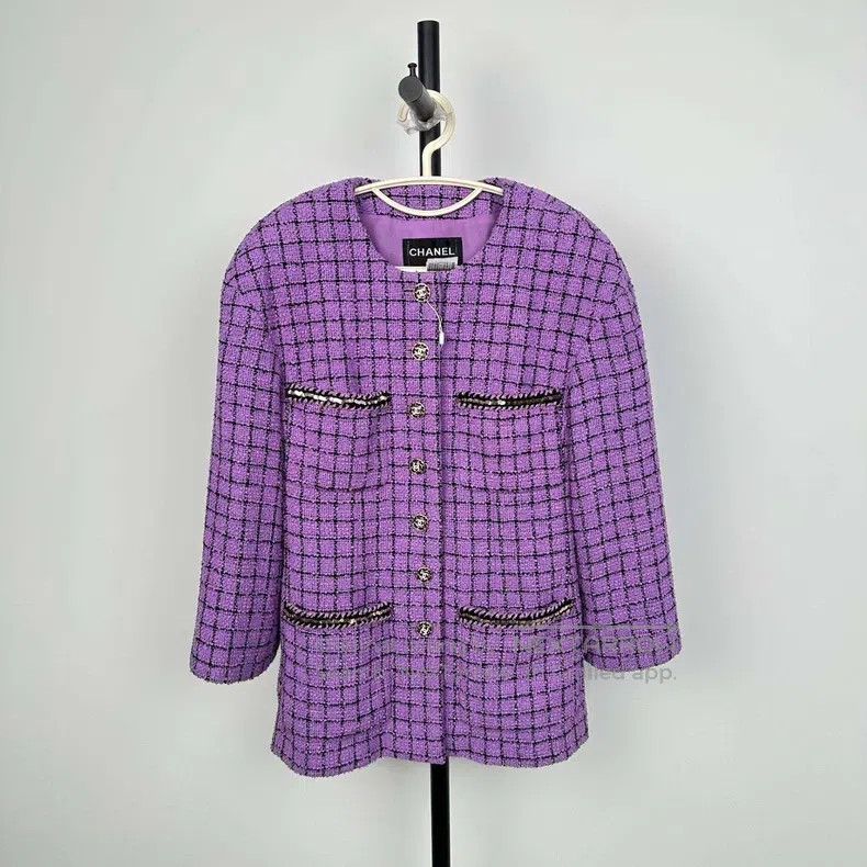 Chanel Chanel Purple tweed coat Size XS / US 0-2 / IT 36-38 - 1 Thumbnail