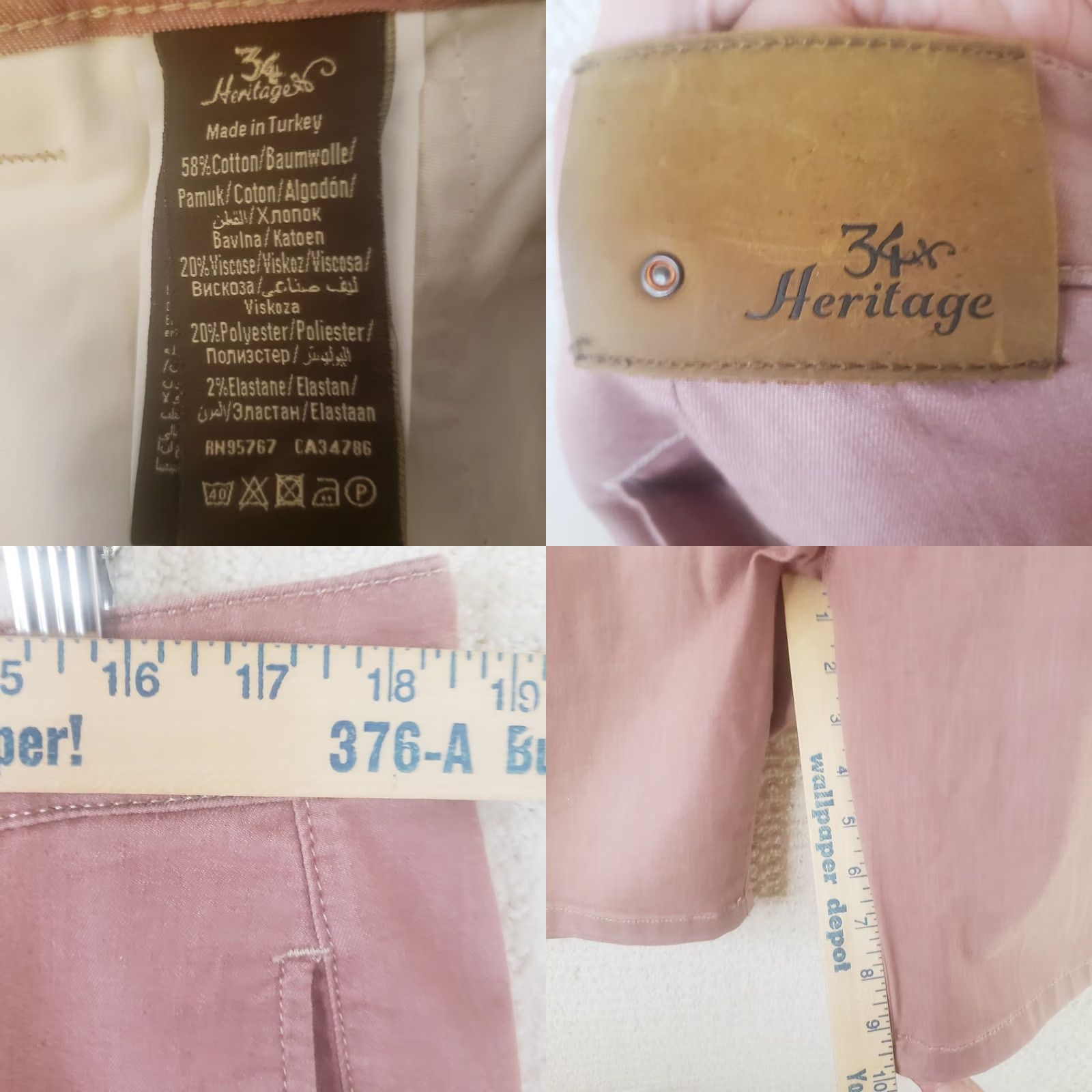 Vintage 34 Heritage Mens Nevada Chino Shorts Red Size 36 Regular Elastic Zip Pocket Embroidered Logo 10in Inseam Casual Preppy Vintage: No Size US 36 / EU 52 - 10 Thumbnail