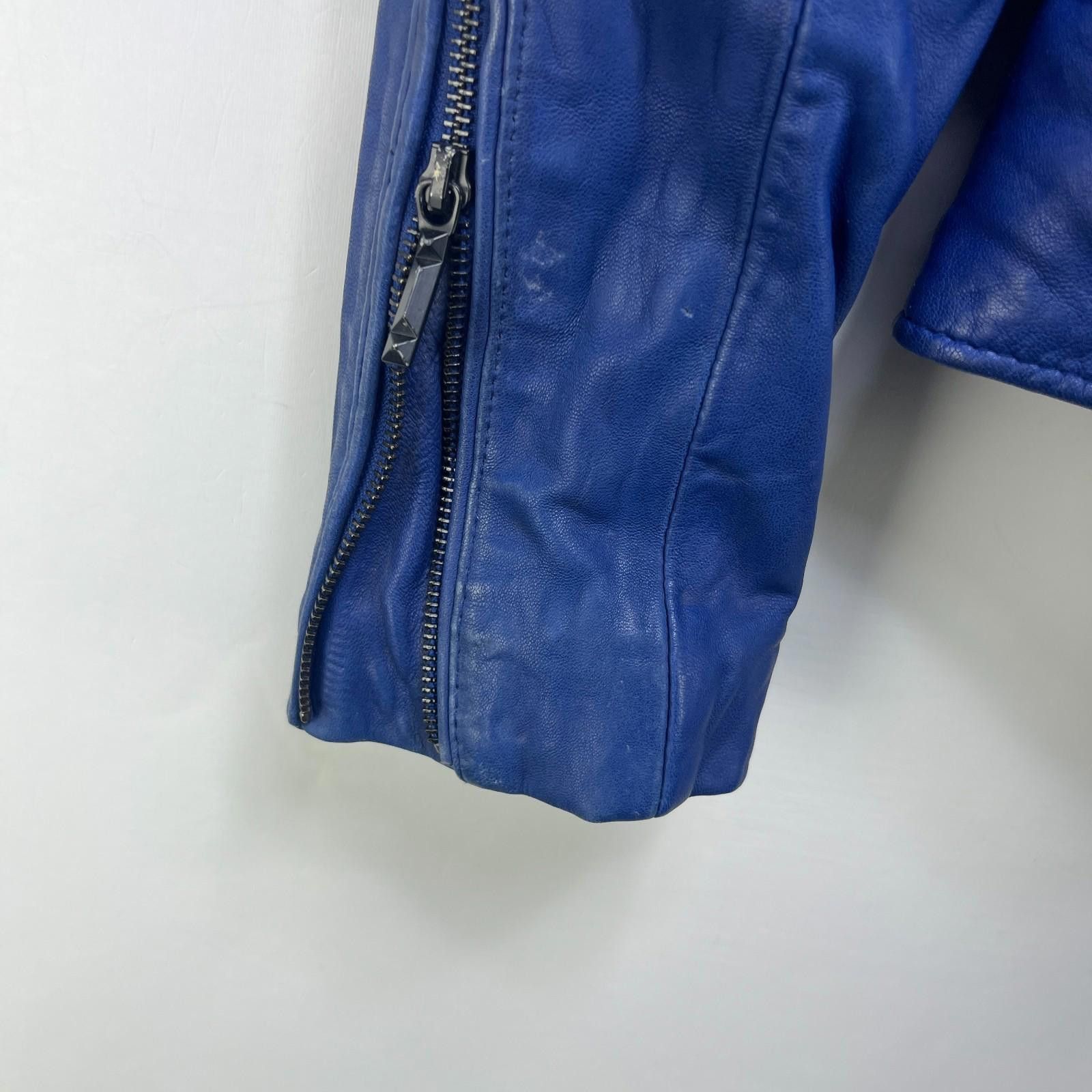 Bcbgmaxazria BCBG Max Azria Leather Jacket Blue Women's Large Size L / US 10 / IT 46 - 6 Thumbnail