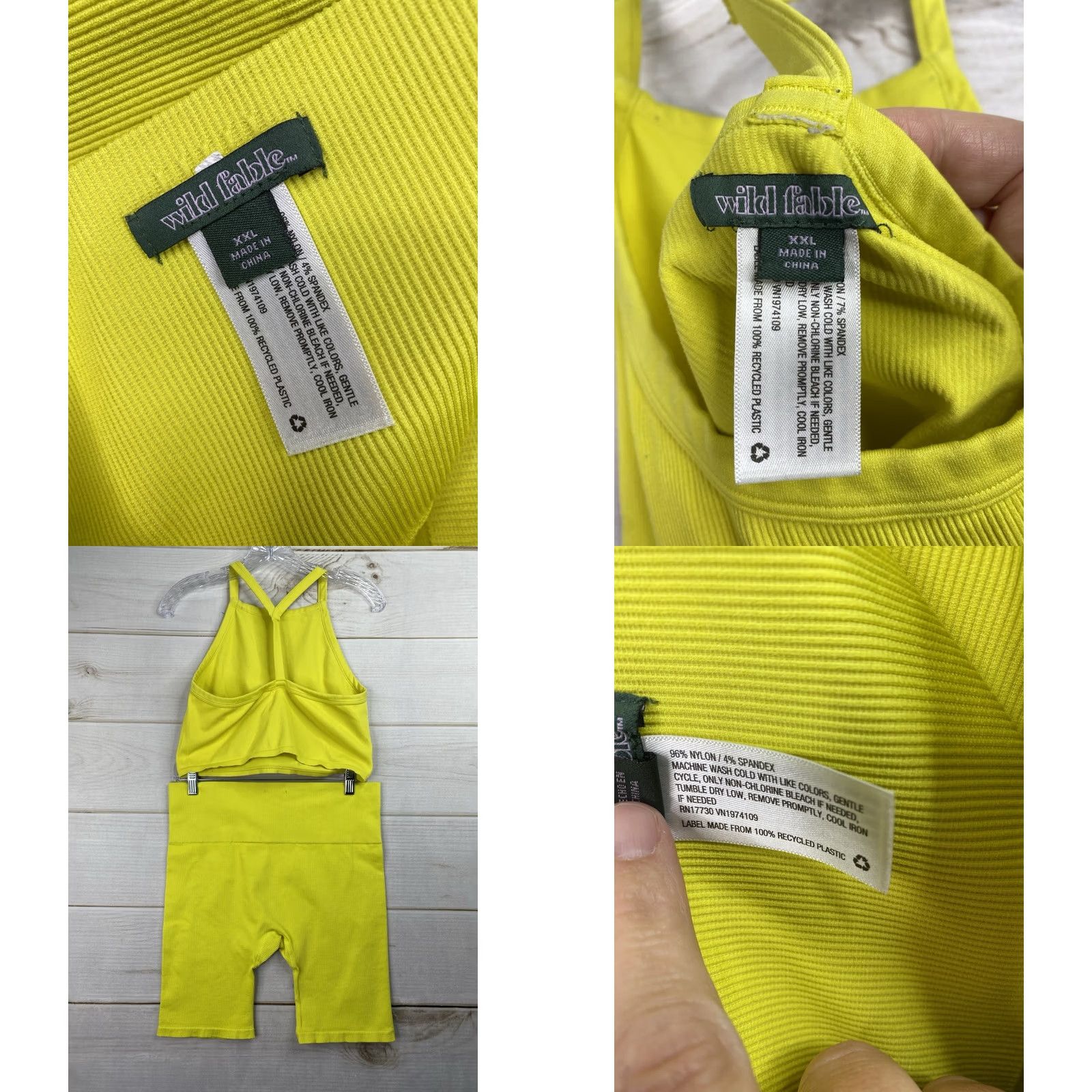 Vintage Wild Fable Yellow Crop Top Shorts XXL Workout Set Halter Ribbed Knit Gym Womens Size XXL / US 16-18 / IT 52-54 - 8 Thumbnail