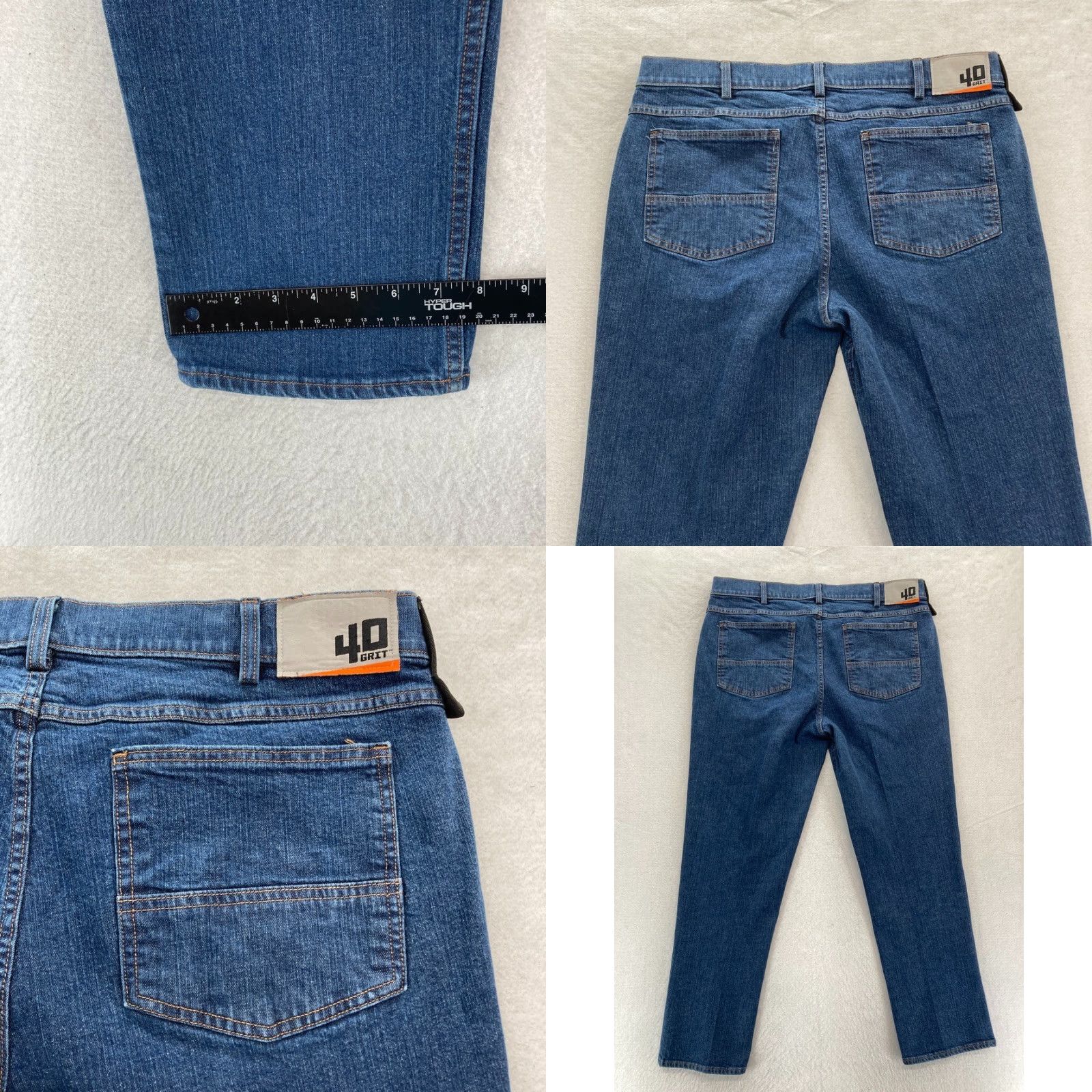 Denime Duluth 40 Grit Jeans Mens 40x30 Slim Fit Straight Leg Blue Denim Stretch Outdoor Workwear Jeans Size US 40 / EU 56 - 8 Thumbnail
