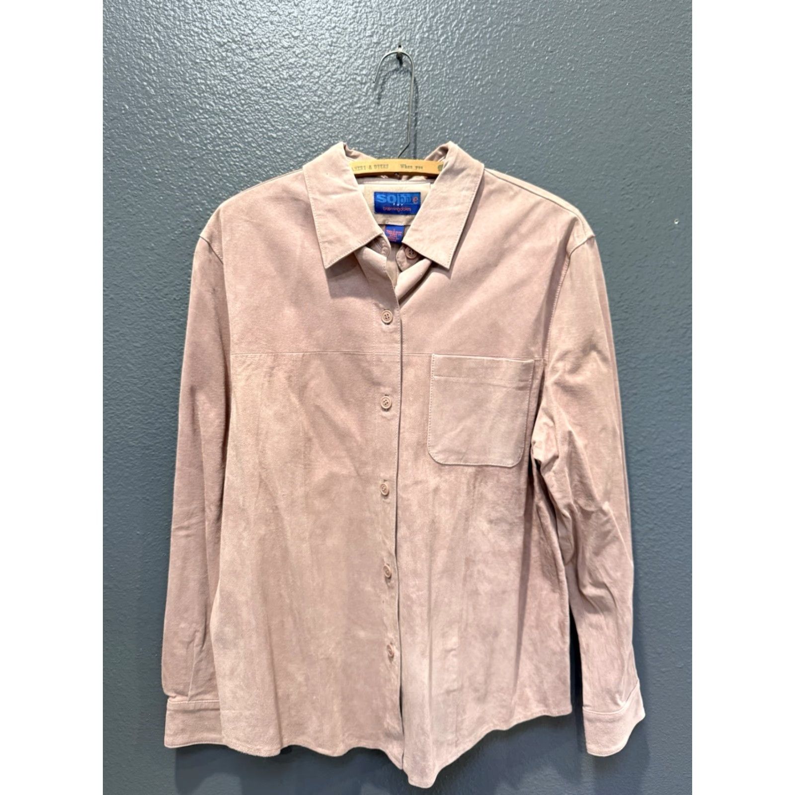 Bloomingdale's VINTAGE Bloomingdale's Women Button-Up Suede Pink Leather Size L Regular Size L / US 10 / IT 46 - 4 Thumbnail