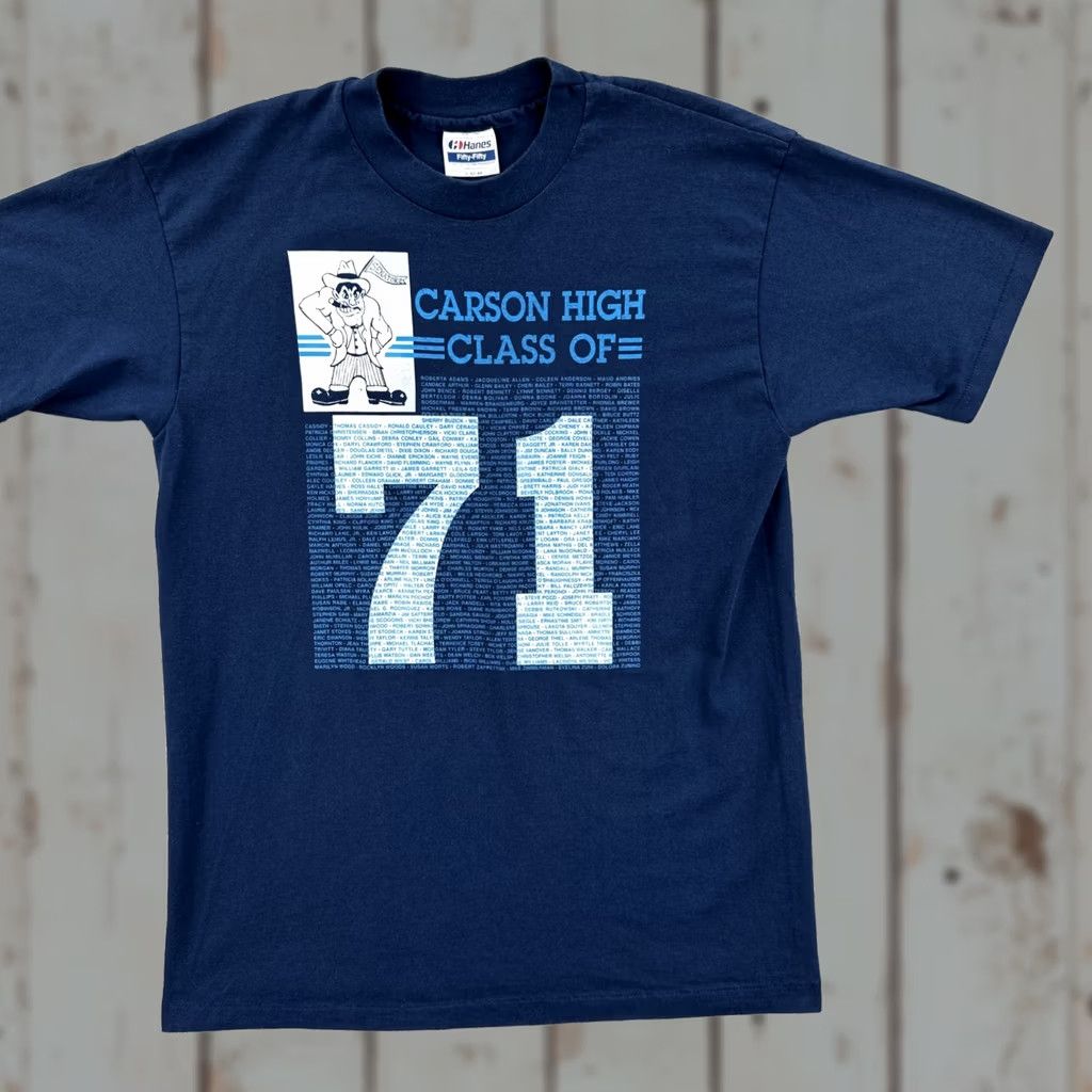 Hanes VINTAGE Hanes Fifty-Fifty T-Shirt Mens L Blue Crew Neck Short Sleeve USA 70s School Stitch Size US L / EU 52-54 / 3 - 1 Thumbnail