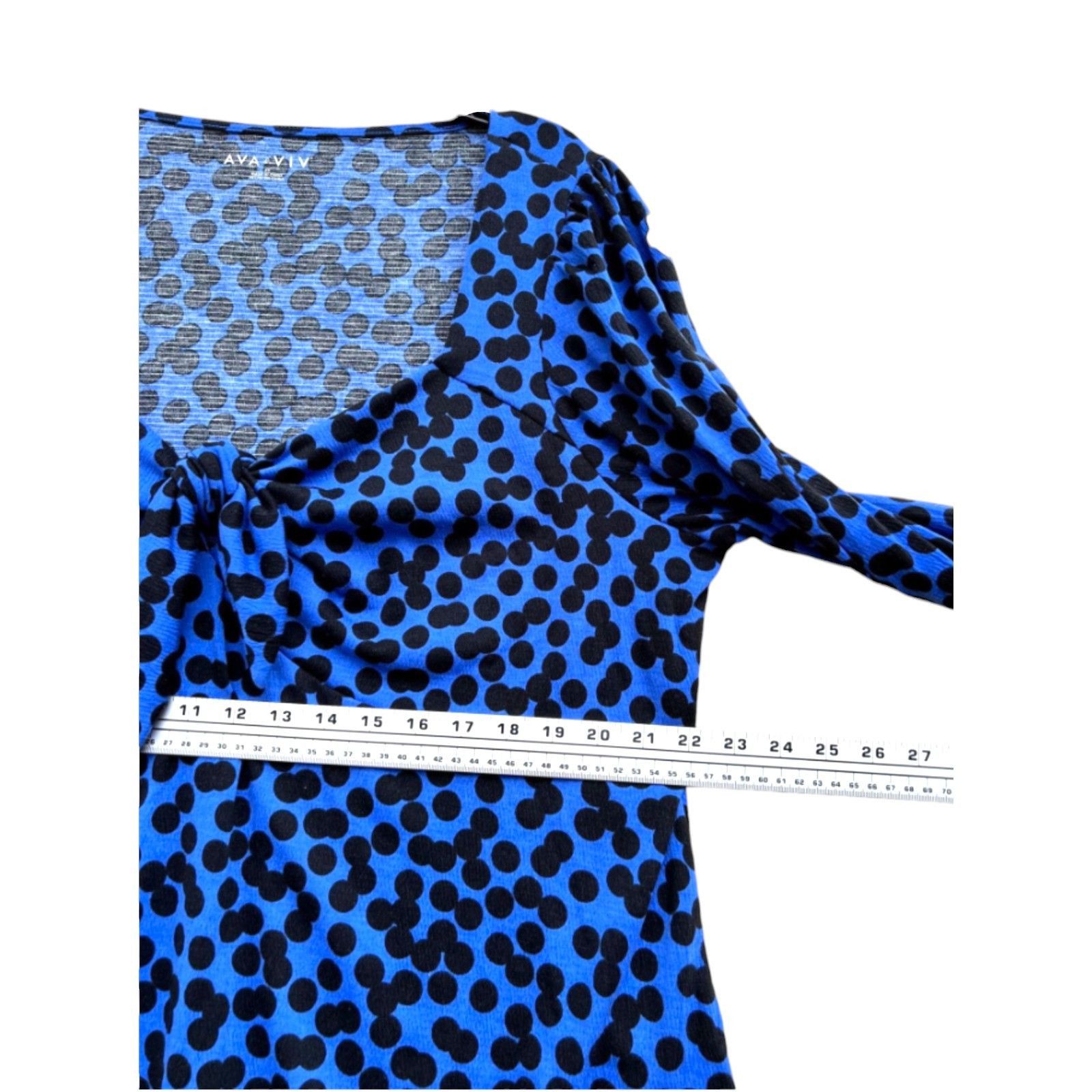 Other Ava & Viv - Women's Polka Dot Long Sleeve Blouse - Blue/Blac Size XXL / US 16-18 / IT 52-54 - 6 Thumbnail
