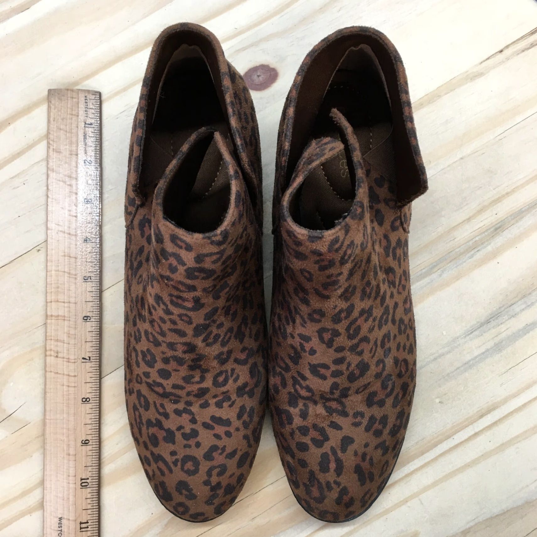 Vintage Maurices Boots Womens Ankle Bootie Brown Leopard Print Comfort Casual Block Shoe 9 Size US 9 / IT 39 - 5 Thumbnail