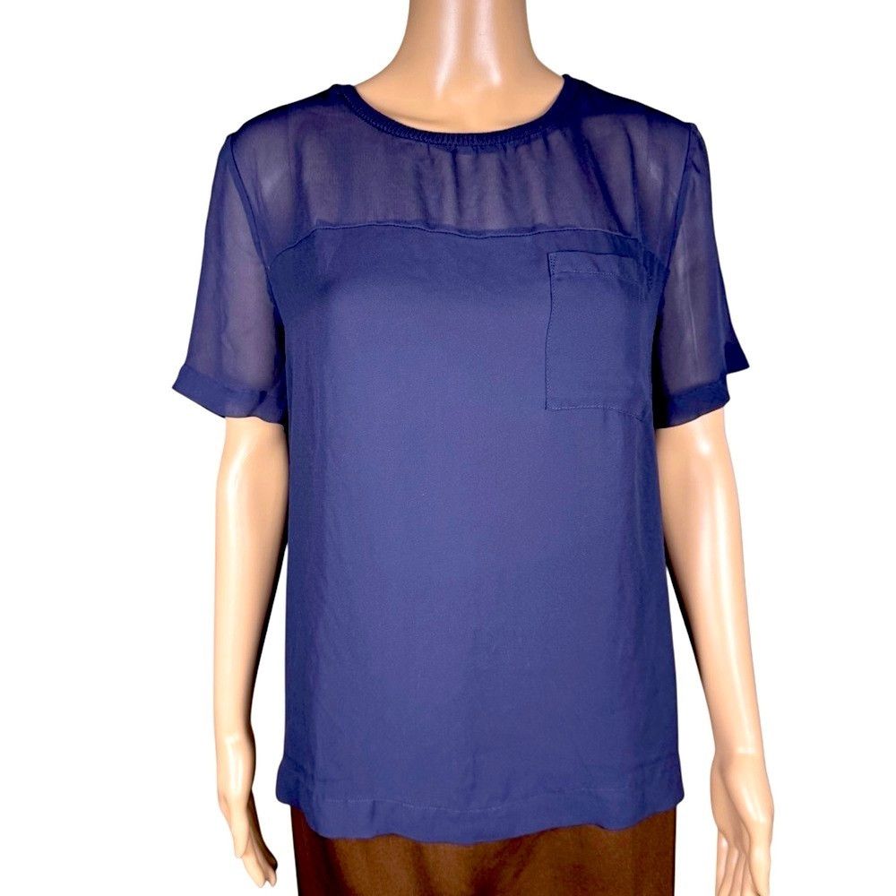 Other Metaphor Mix Media Short Sleeve Blue Top Size L Size L / US 10 / IT 46 - 1 Thumbnail