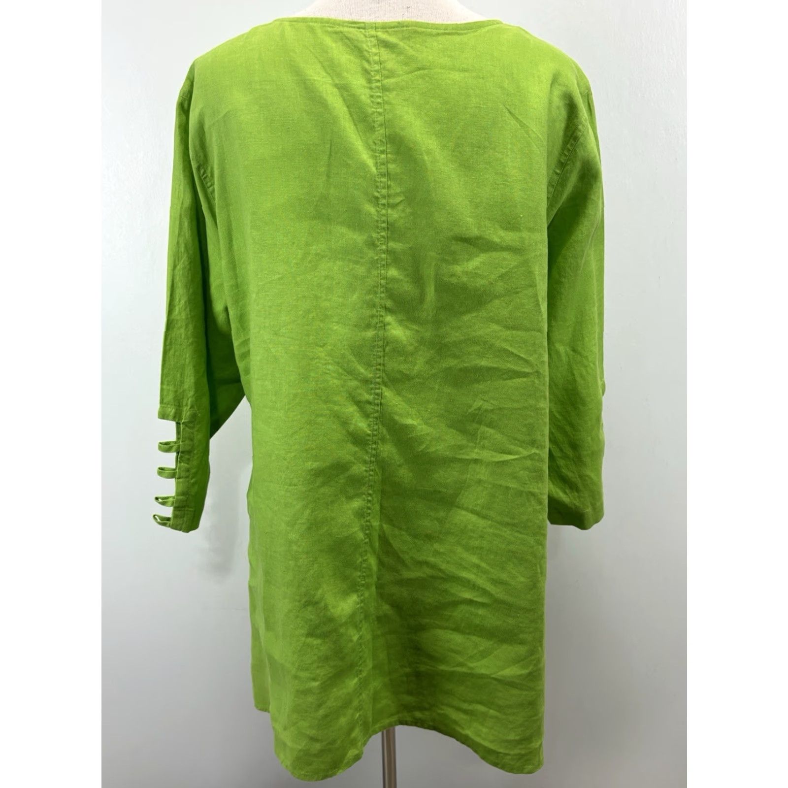 Vintage Ali Miles Linen Tunic Top Shirt Womens XL Green Breathable Lagonlook Artsy Vintage No? Size XL / US 12-14 / IT 48-50 - 3 Thumbnail