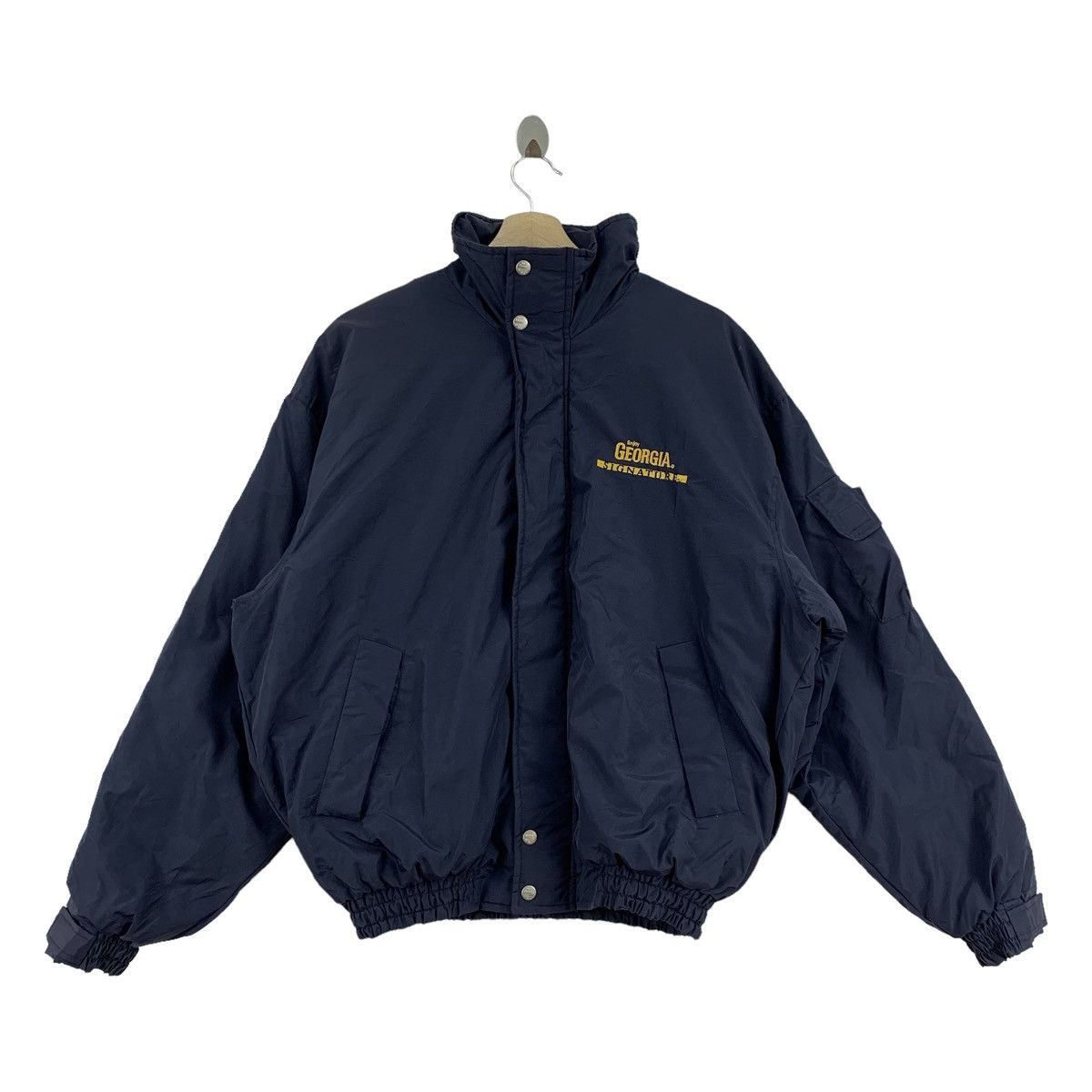 image of Vintage Georgia Signature Big Logo Bomber in Navy, Men's (Size Medium)