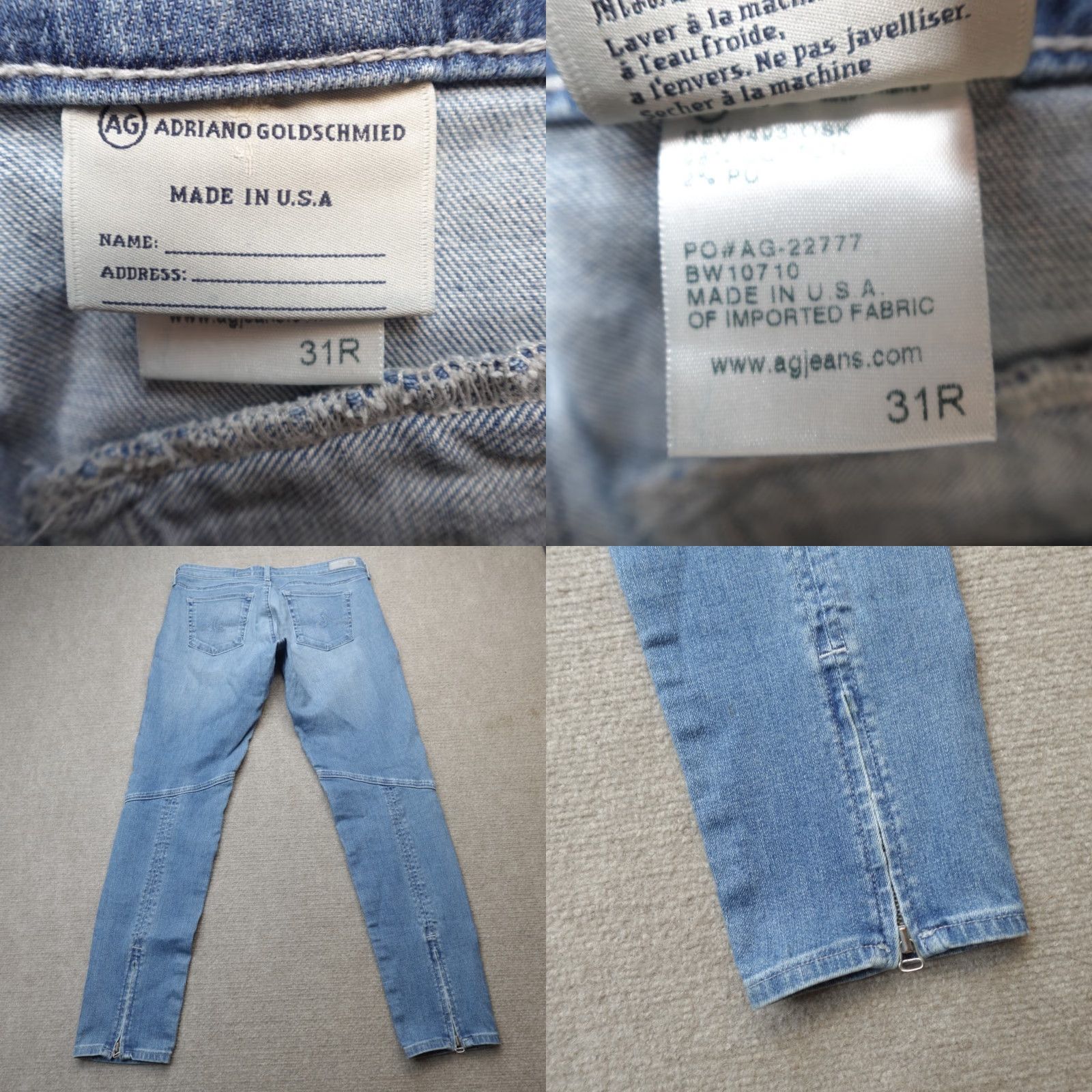 Vintage VINTAGE AG Womens Jeans 31R Moto Zipper Ankles Made in USA Jeans Blue 31 Women's Jeans Mens? Size 24" / US 00 / IT 34 - 8 Thumbnail