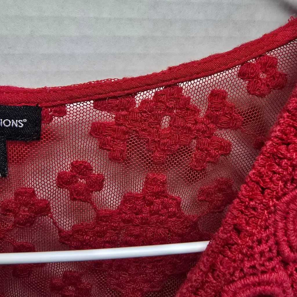 The Unbranded Brand Women's NEW DIRECTIONS Red Lace Blouse L Size L / US 10 / IT 46 - 5 Thumbnail