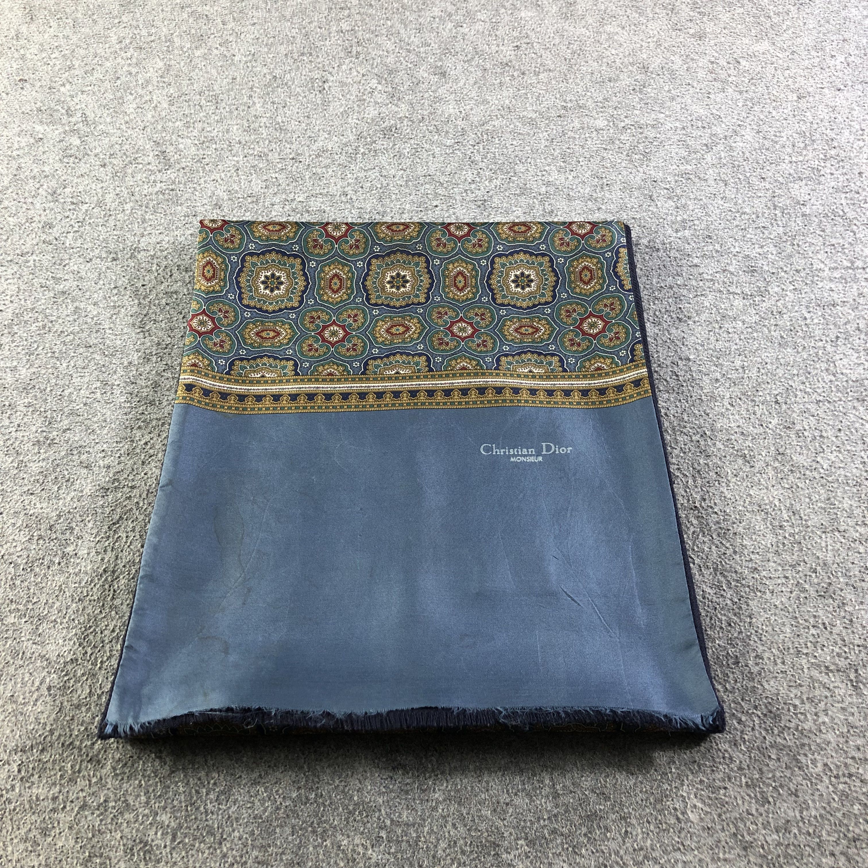 Christian Dior Monsieur Christian Dior Silk Wool Scarf Muffler V1736 Size ONE SIZE - 4 Thumbnail
