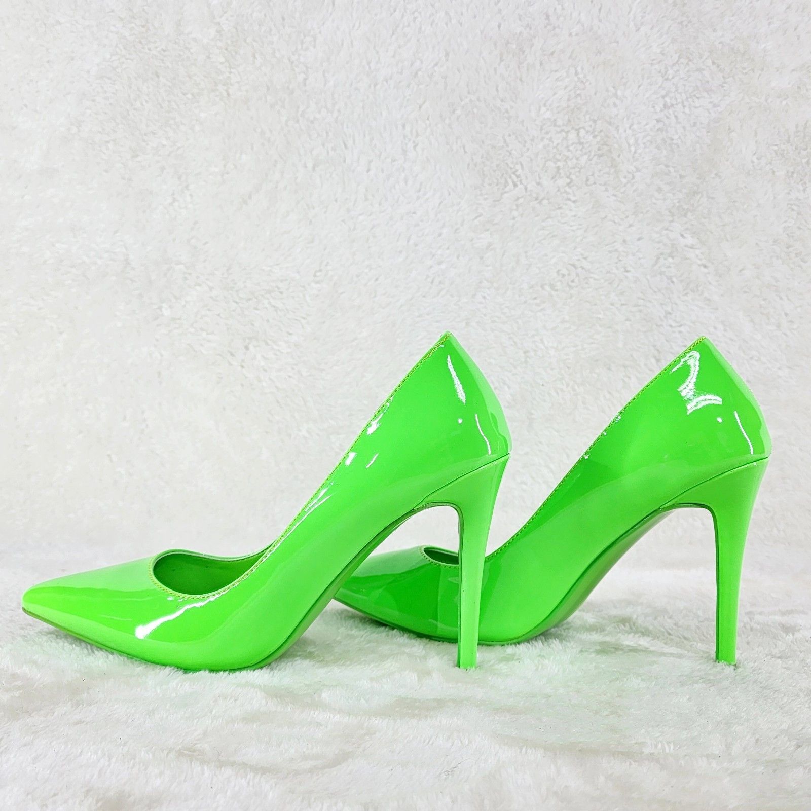 Other Fabio Neon Green Patent 4" High Heel Shoes Pointy Toe Pump U Size US 11 / IT 41 - 2 Thumbnail