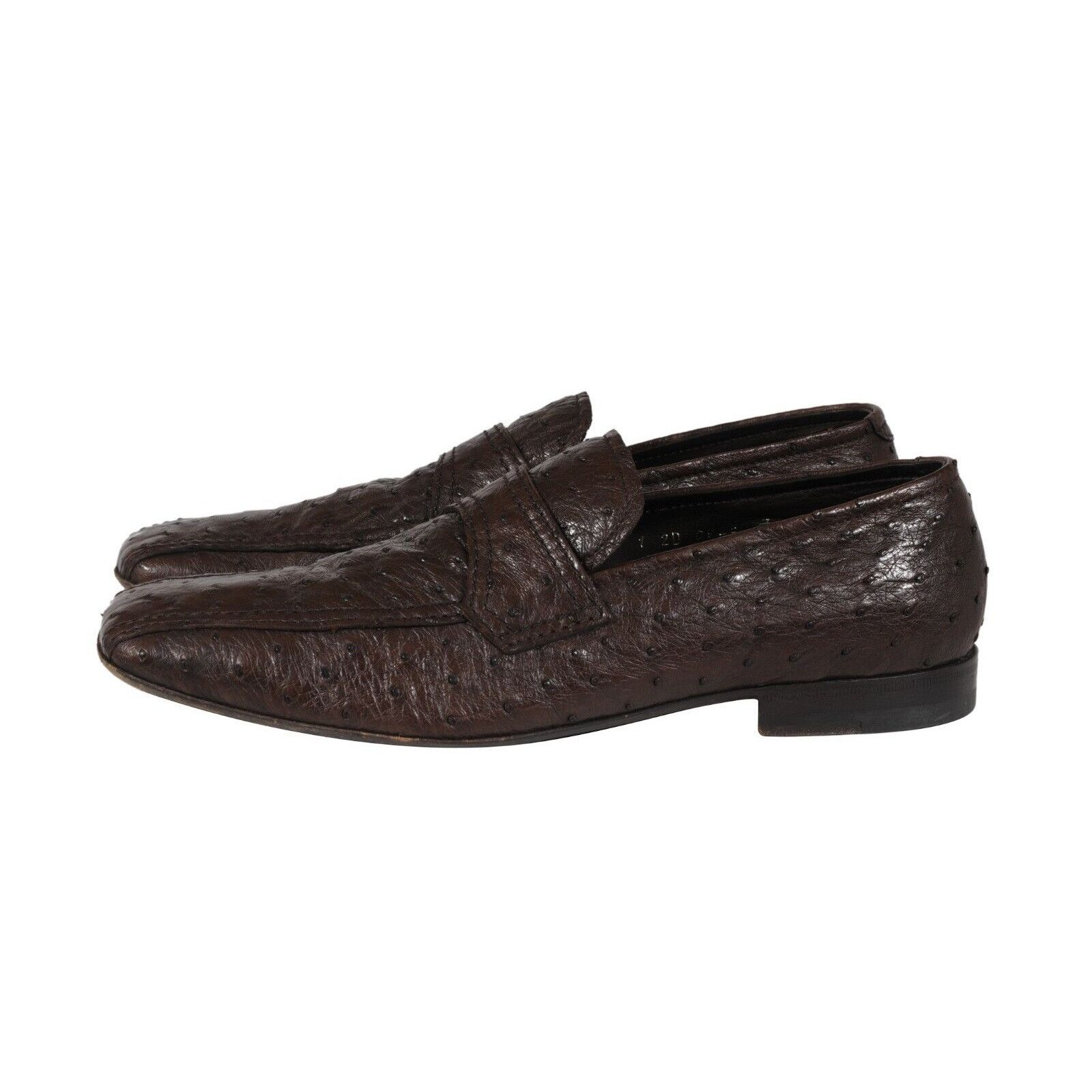 Prada Penny Loafers Brown Ostrich Leather Slip On - 02476 Size US 8 / EU 41 - 4 Thumbnail