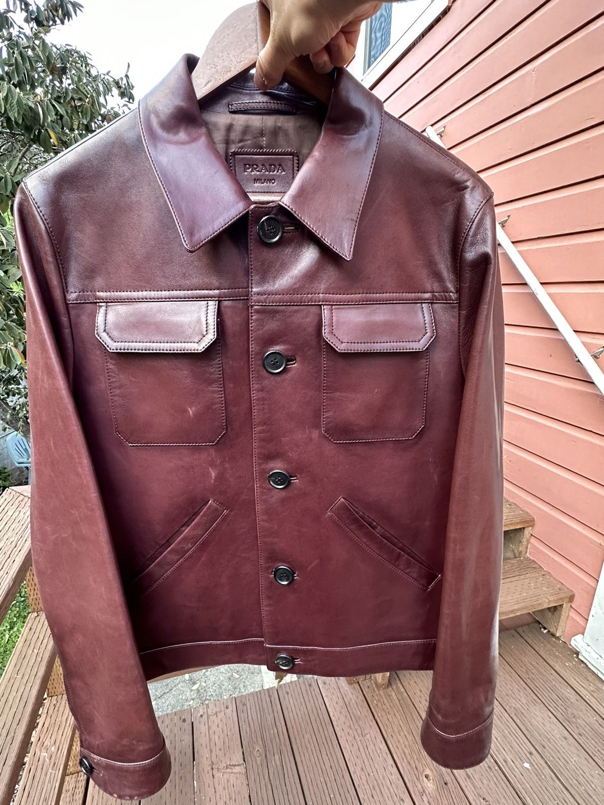 Prada RARE GRAIL Prada luxurious dyed leather jacket Size US M / EU 48-50 / 2 - 6 Thumbnail